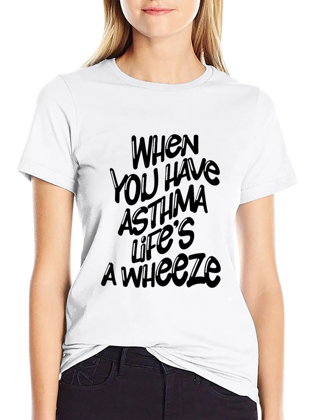 Asthma Awareness Black T-Shirt: Lifes a Wheeze