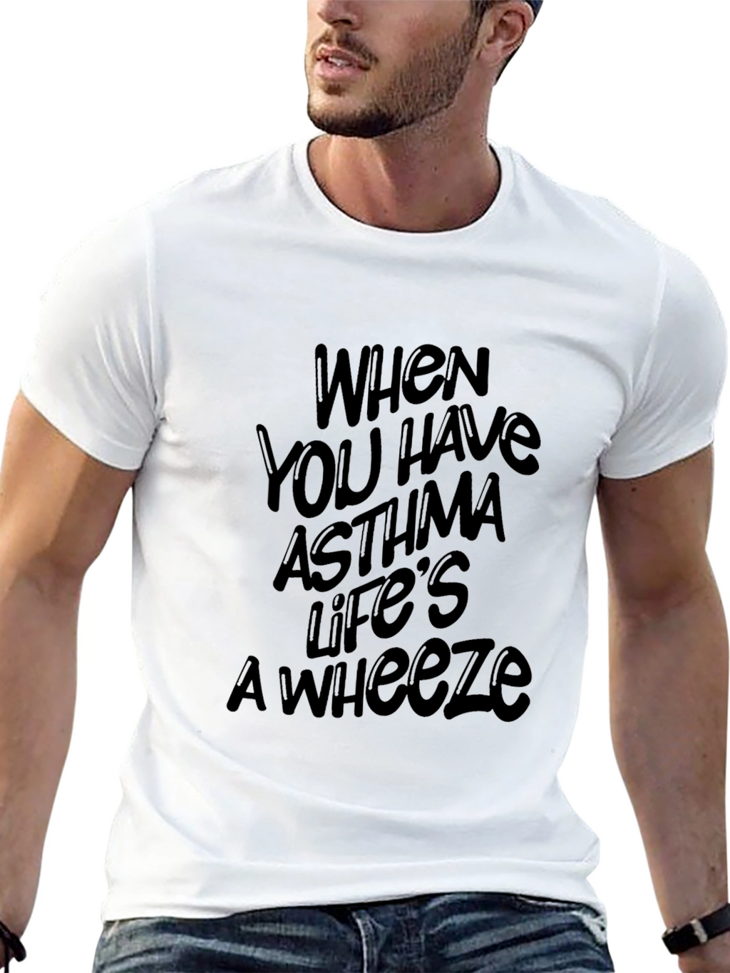 Asthma Awareness Black T-Shirt: Lifes a Wheeze