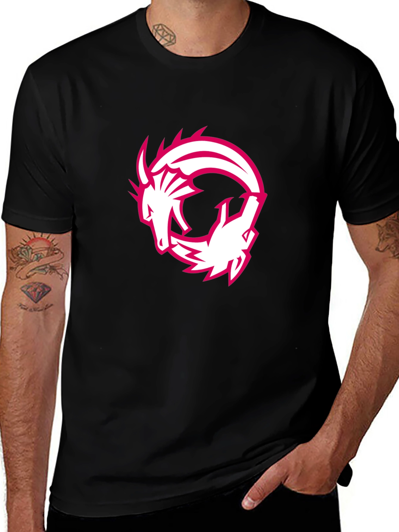 Dragon Circle Graphic Tee - Black Casual T-Shirt