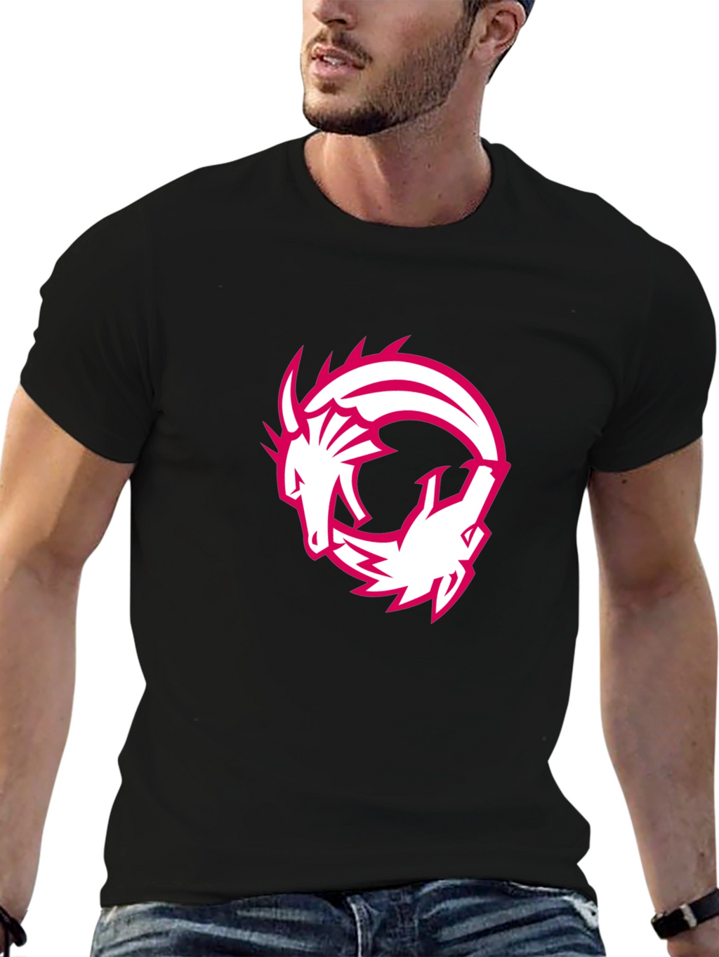Dragon Circle Graphic Tee - Black Casual T-Shirt