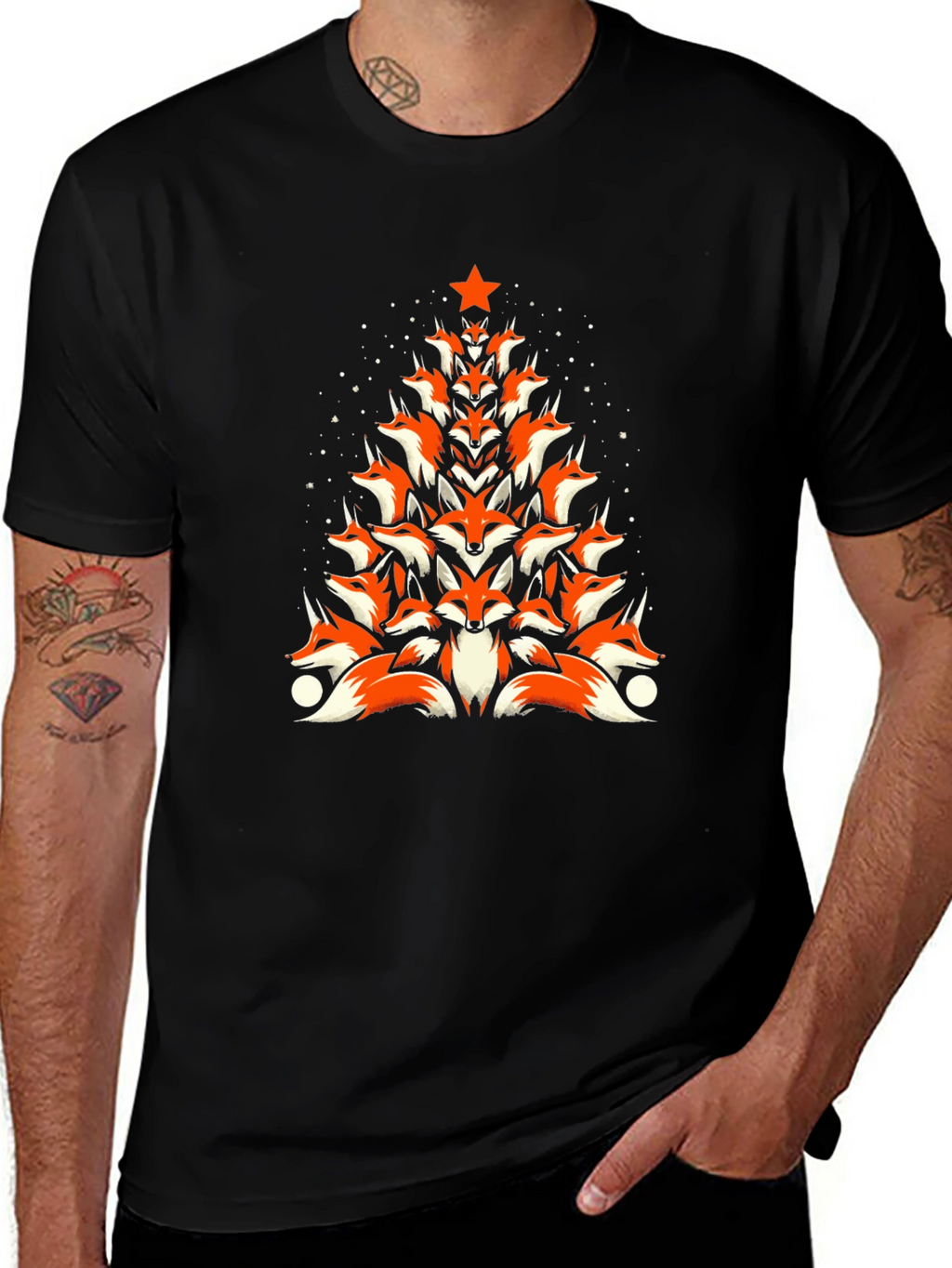 Fox Christmas Tree T-Shirt - Holiday Novelty Tee