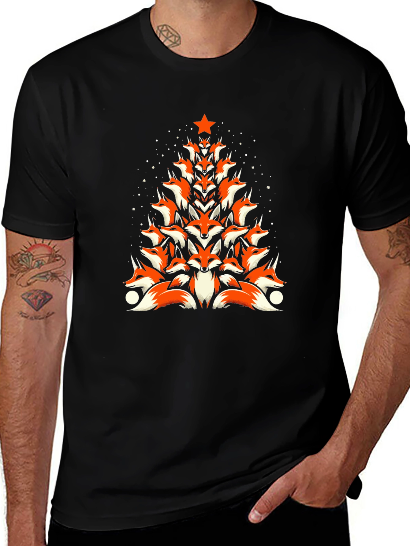 Fox Christmas Tree T-Shirt - Holiday Novelty Tee