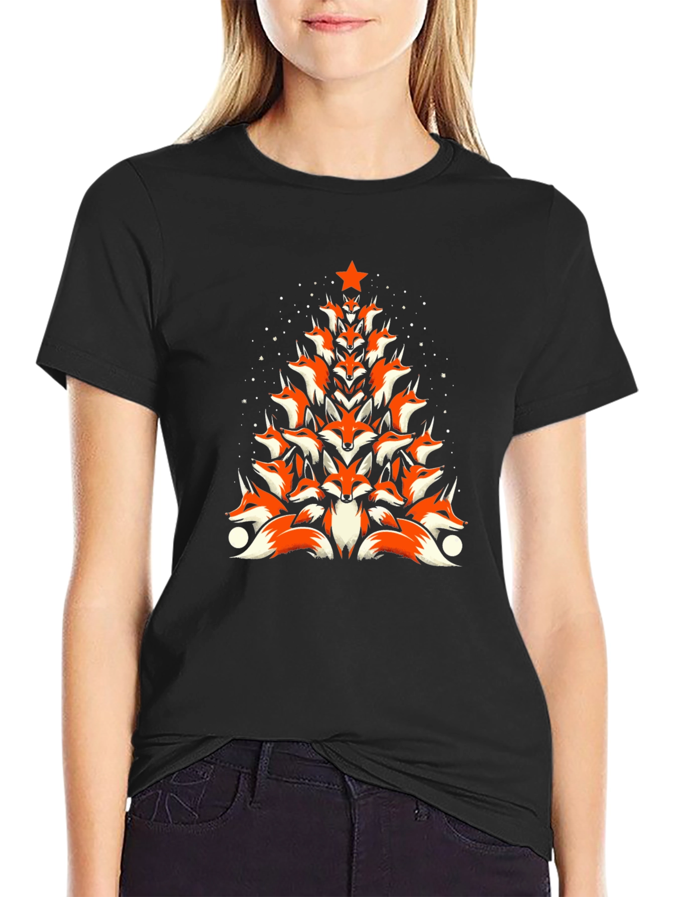 Fox Christmas Tree T-Shirt - Holiday Novelty Tee