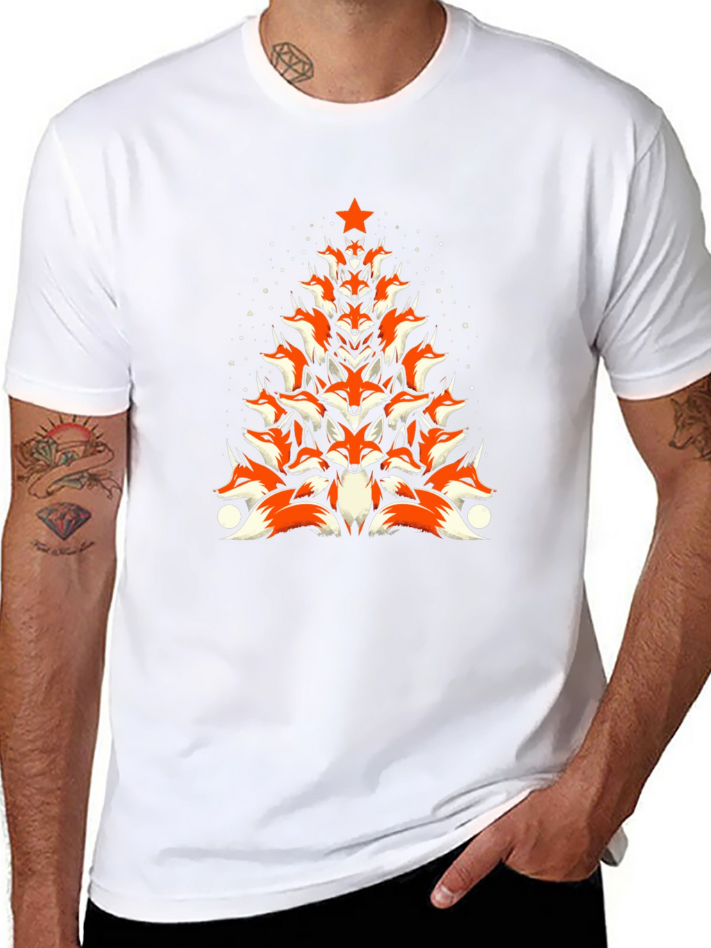 Fox Christmas Tree T-Shirt - Holiday Novelty Tee