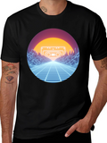 Retro Wave Cassette T-Shirt - Neon Grid Design