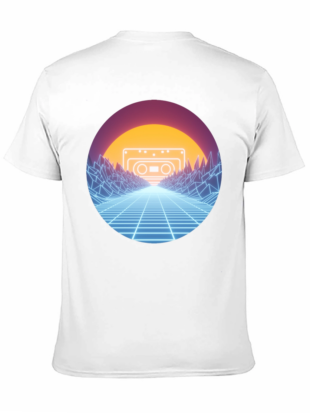 Retro Wave Cassette T-Shirt - Neon Grid Design