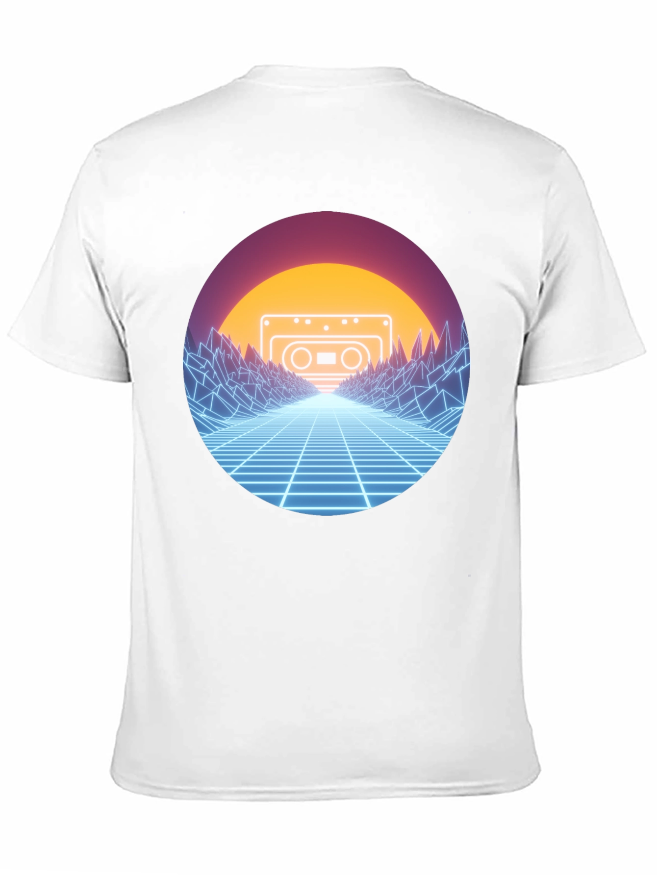 Retro Wave Cassette T-Shirt - Neon Grid Design