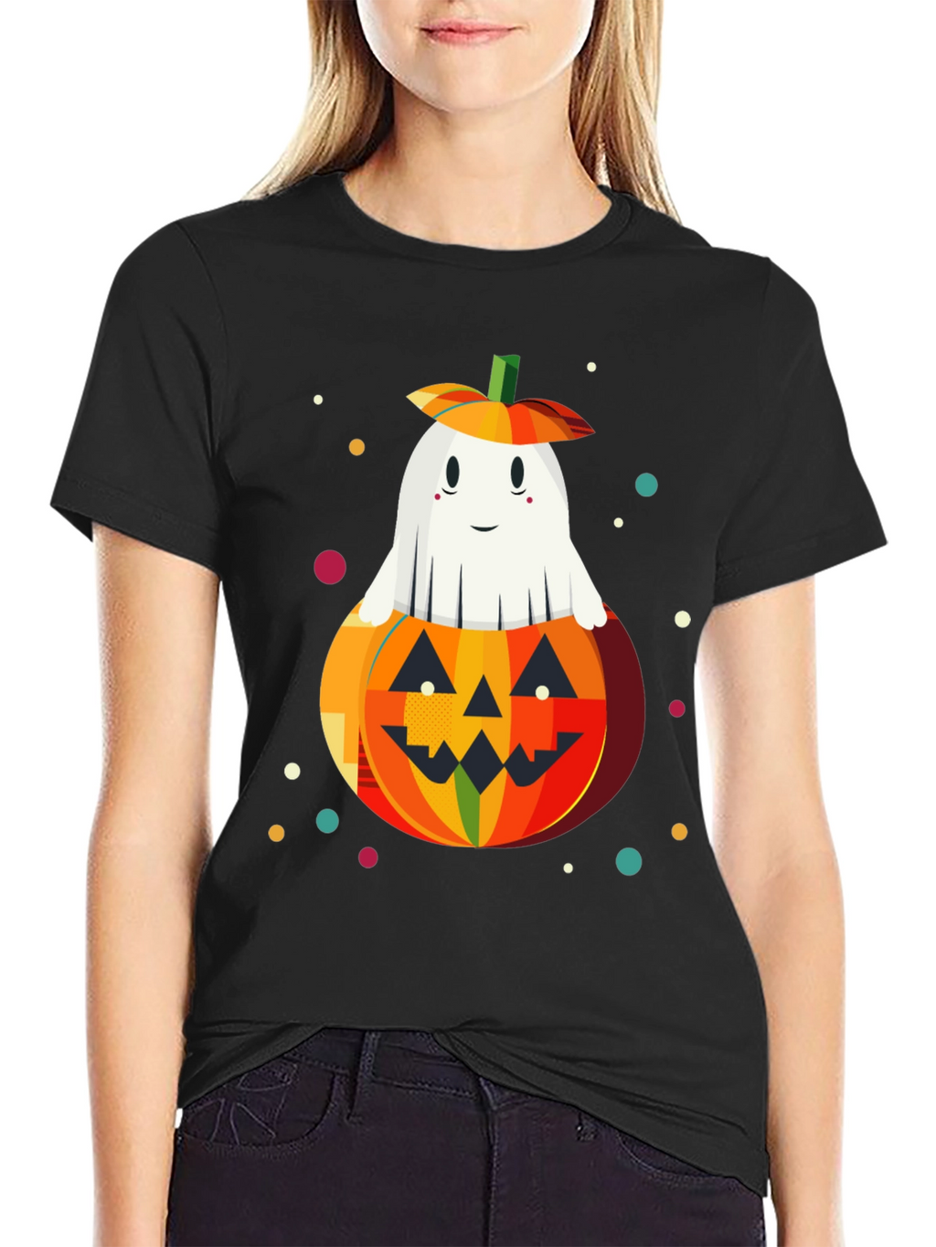 Halloween Ghost in Pumpkin Graphic Tee