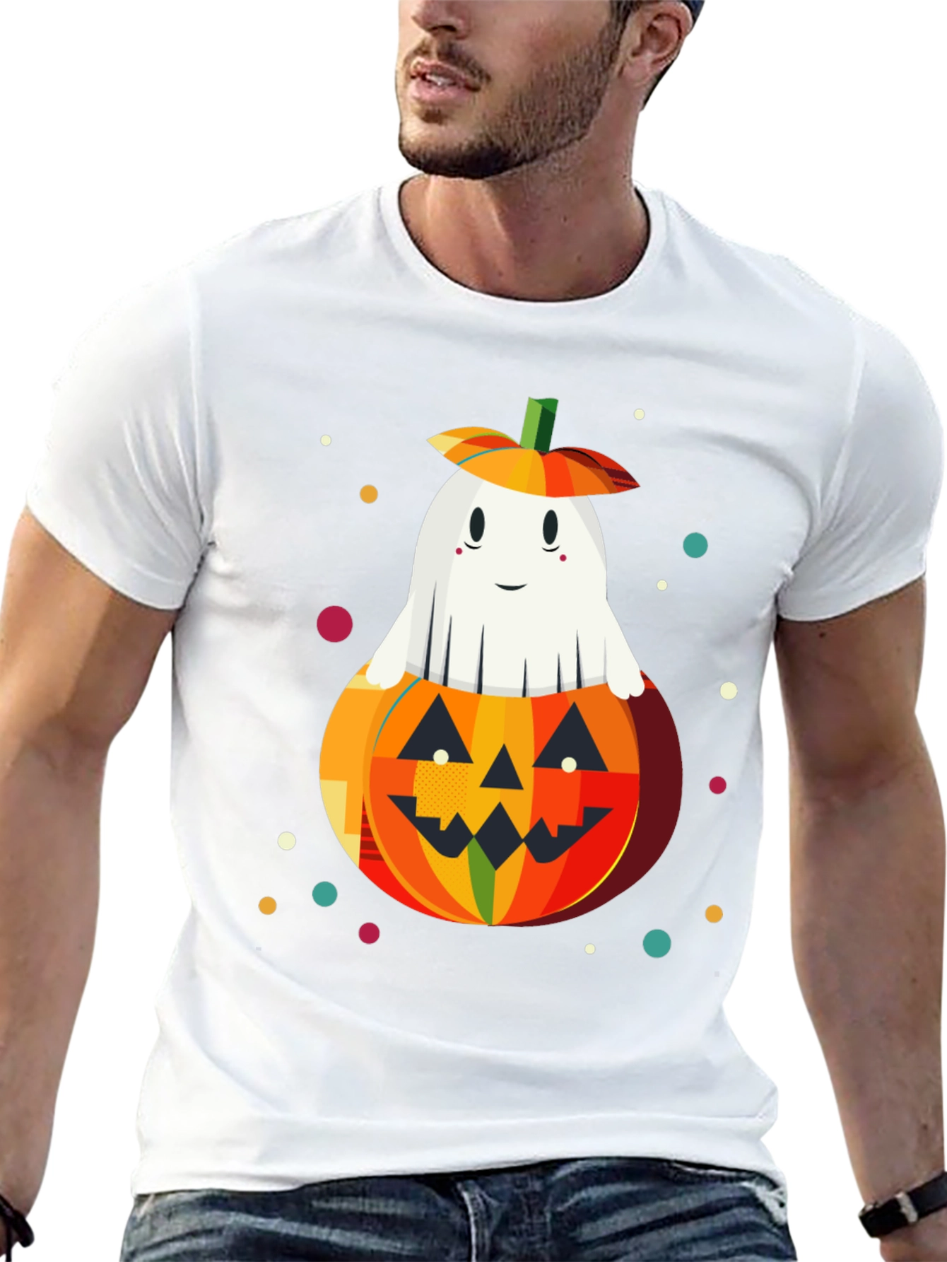 Halloween Ghost in Pumpkin Graphic Tee