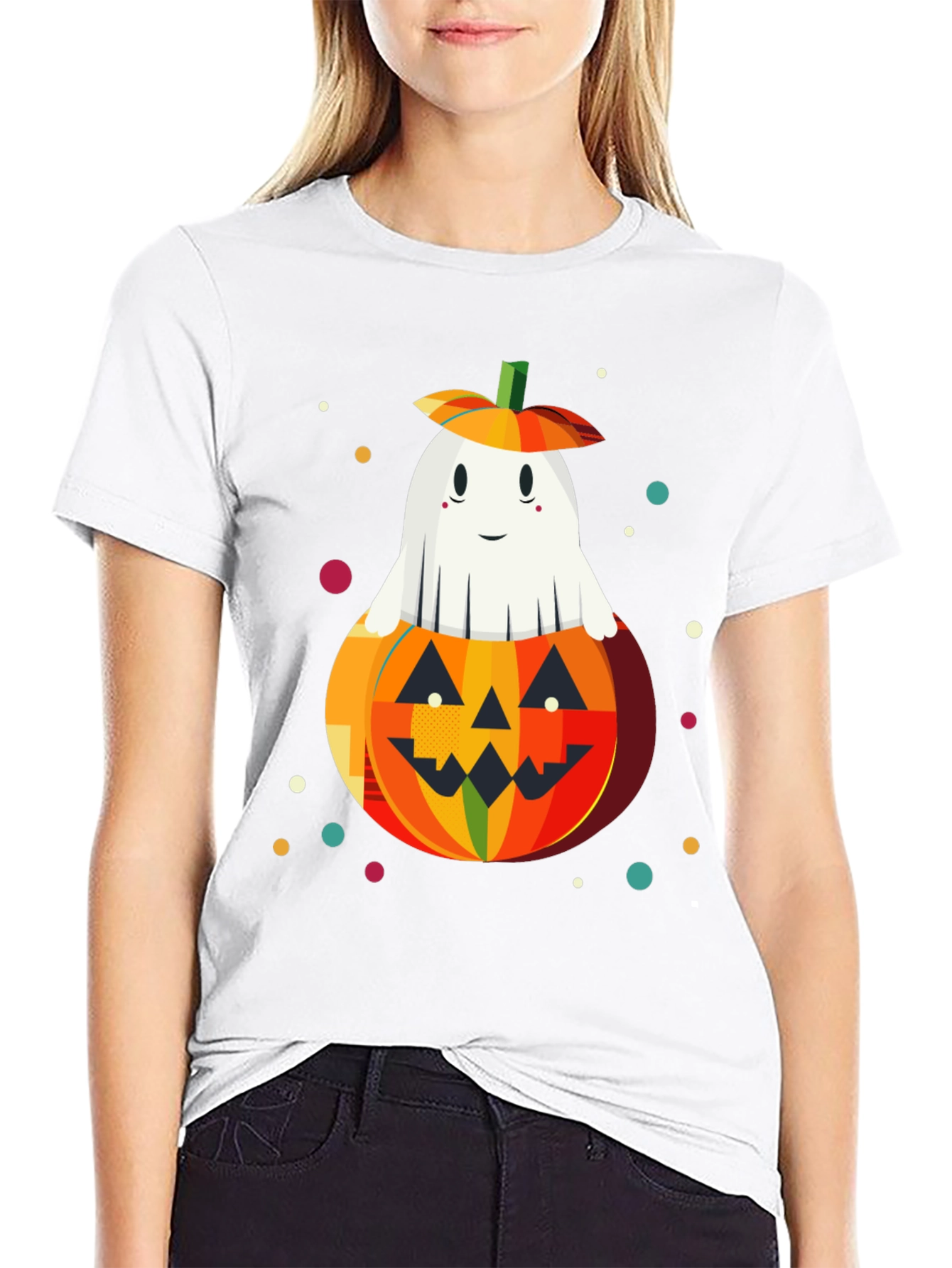 Halloween Ghost in Pumpkin Graphic Tee