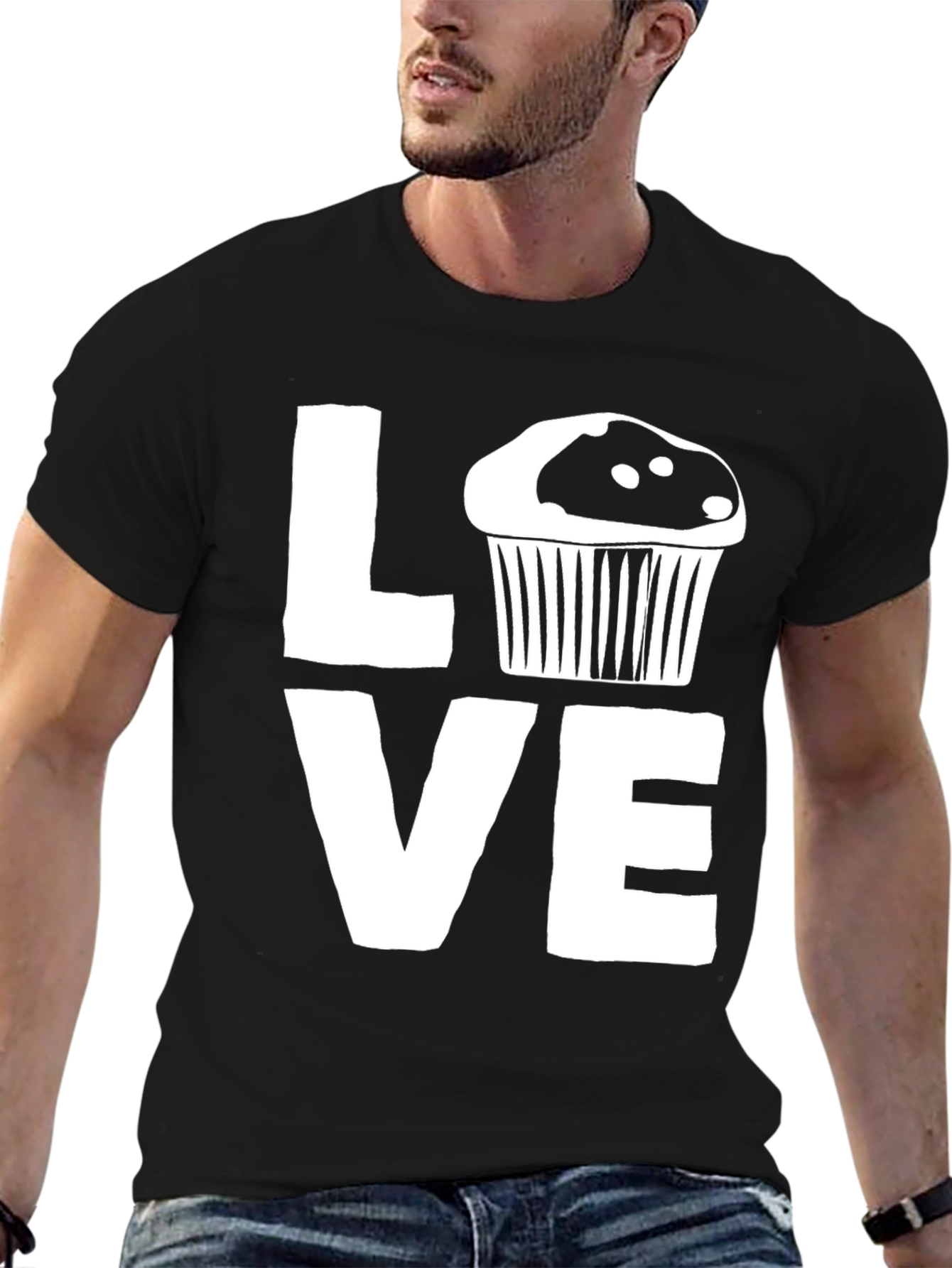 Love Cupcake Graphic Black T-Shirt
