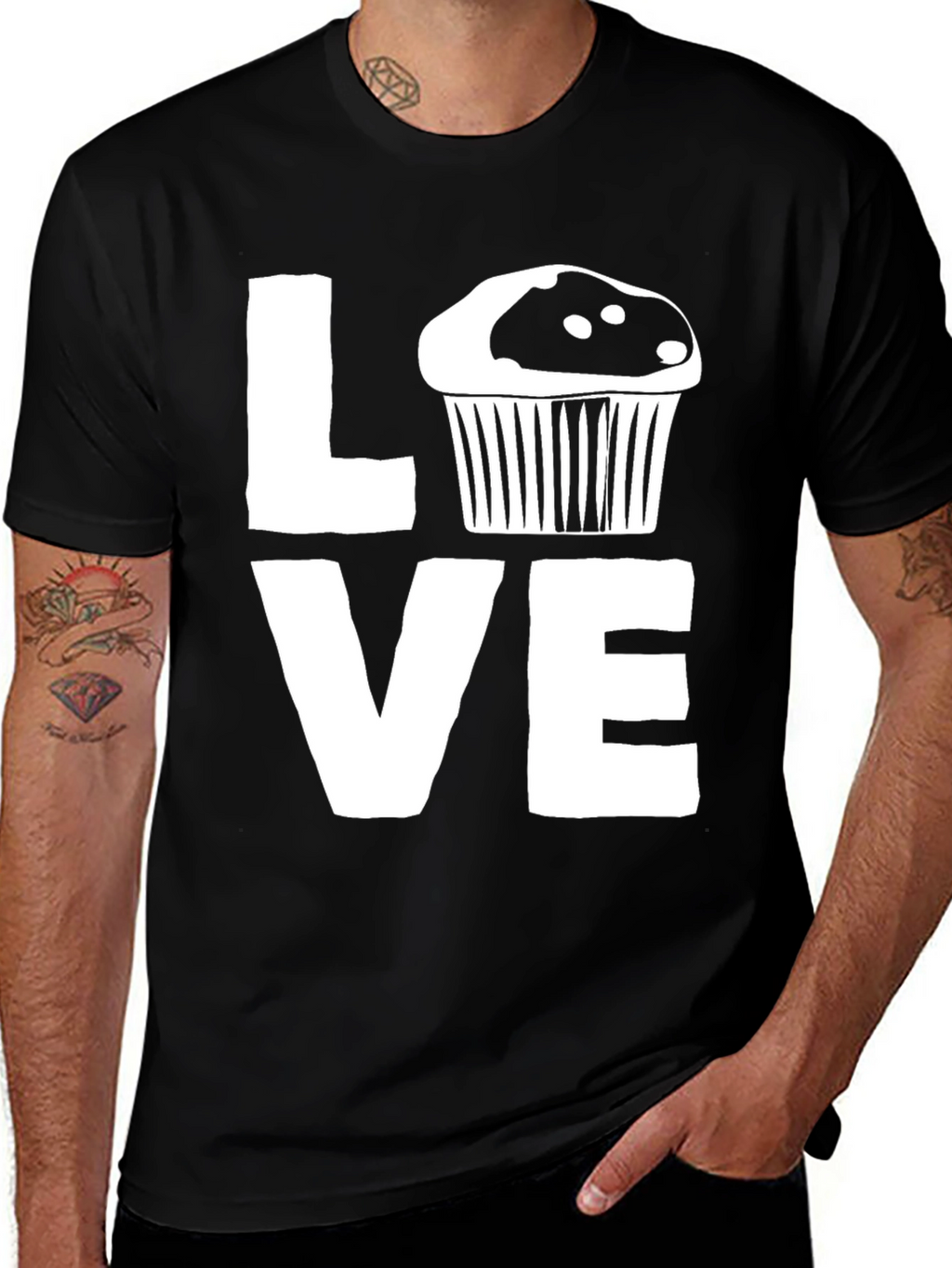 Love Cupcake Graphic Black T-Shirt