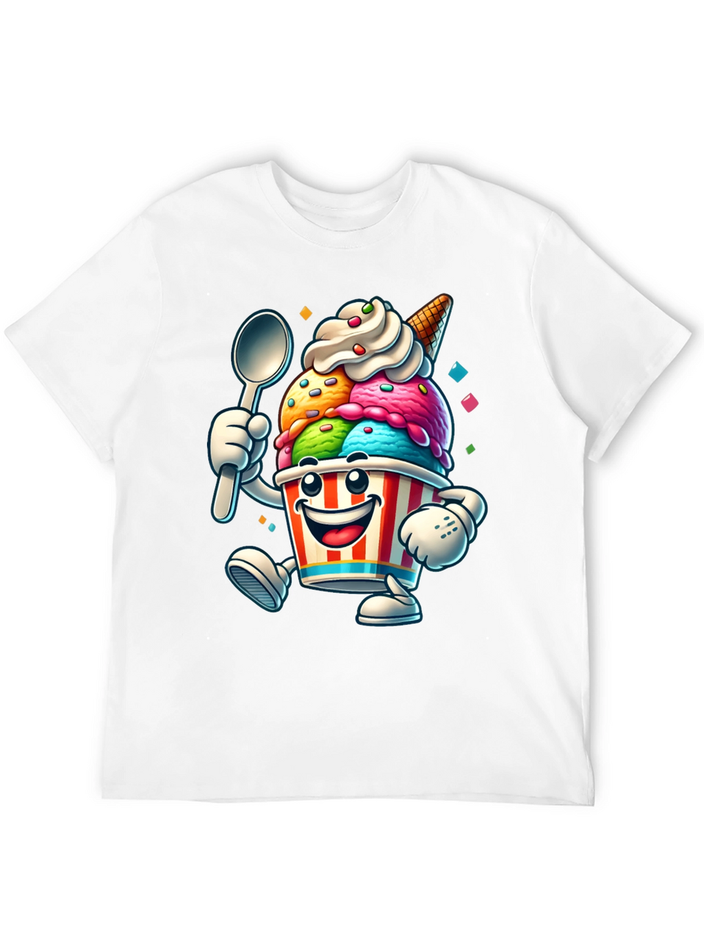 Cartoon Ice Cream Graphic Tee - Black