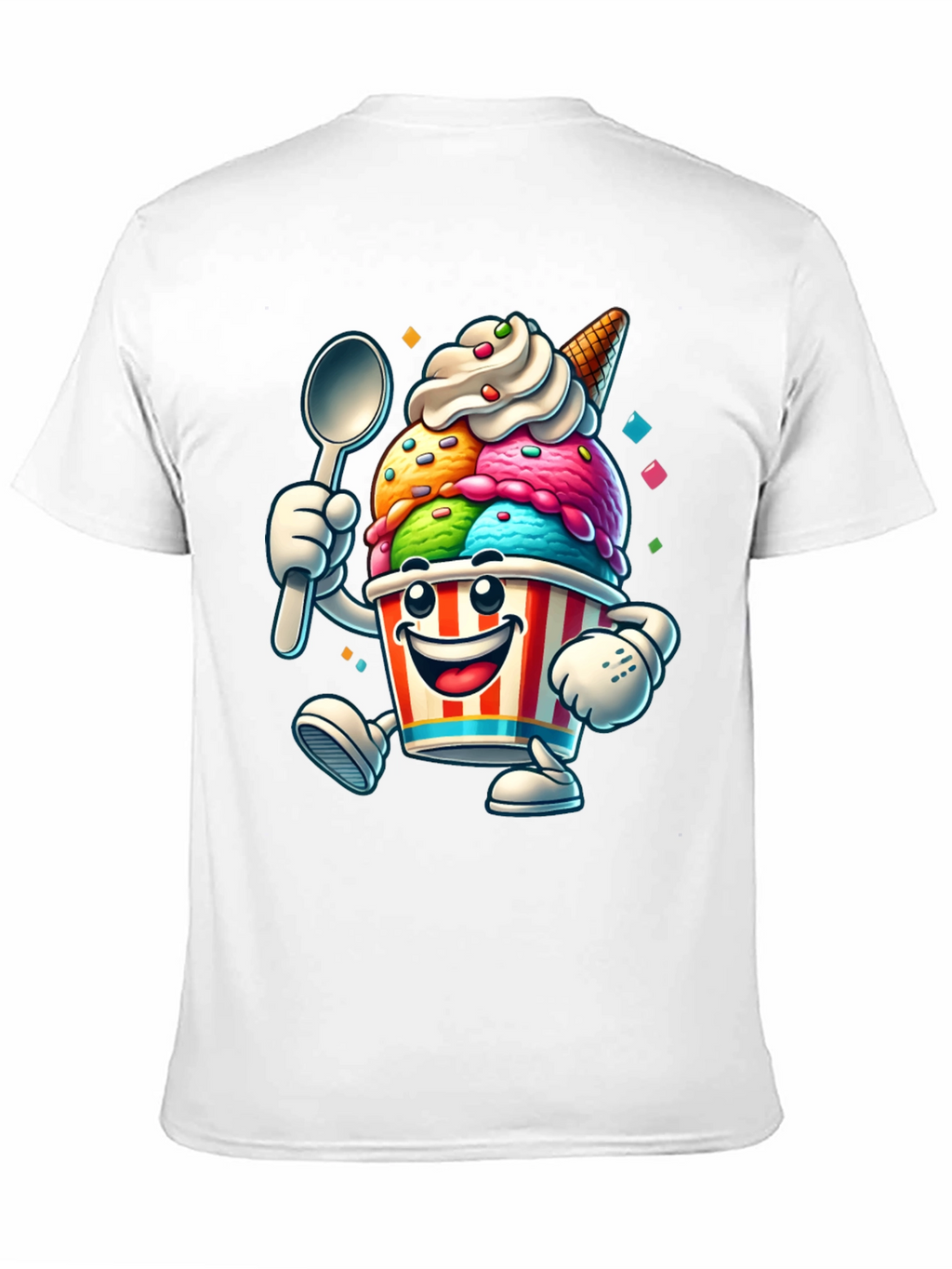 Cartoon Ice Cream Graphic Tee - Black
