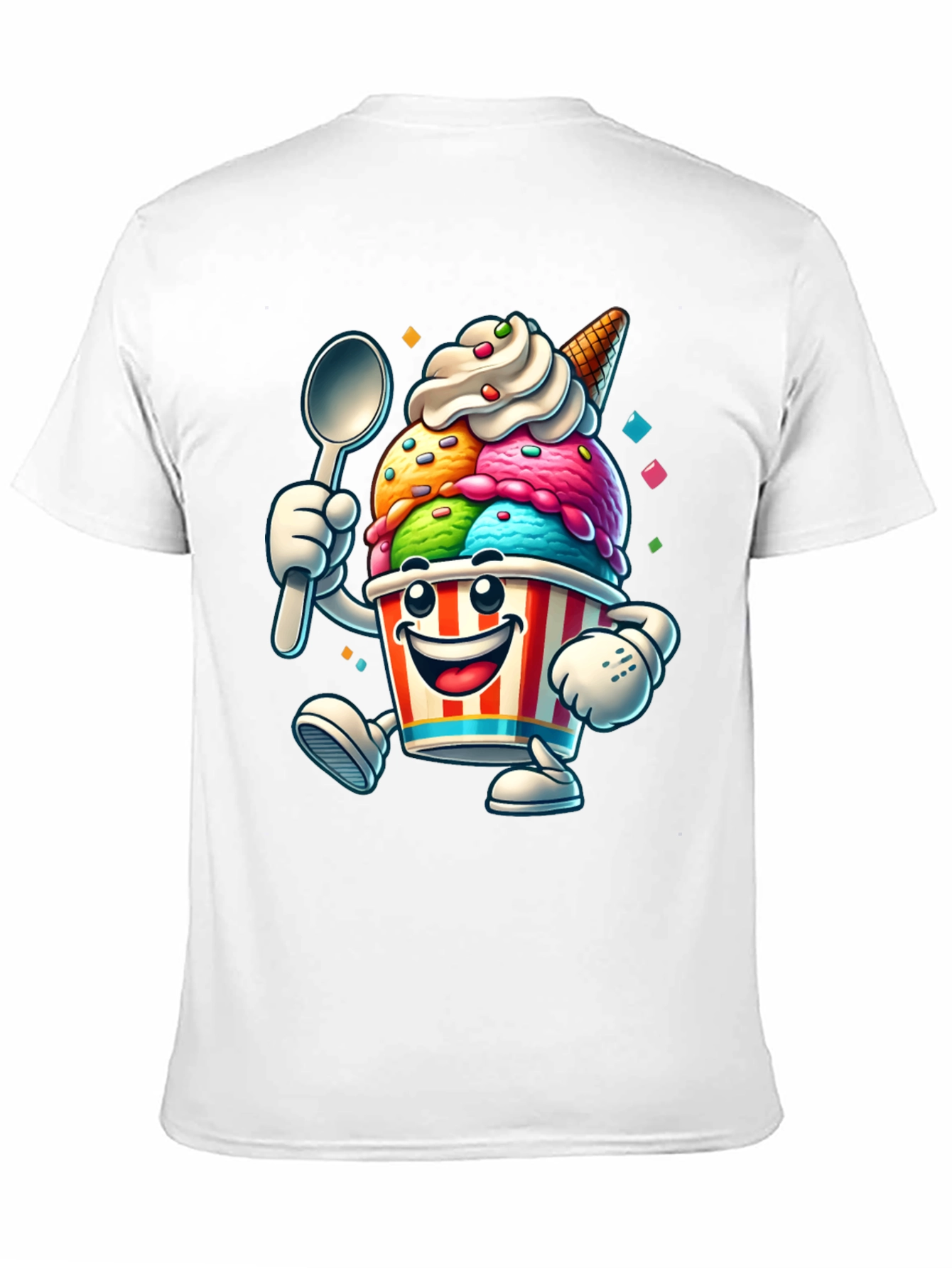 Cartoon Ice Cream Graphic Tee - Black