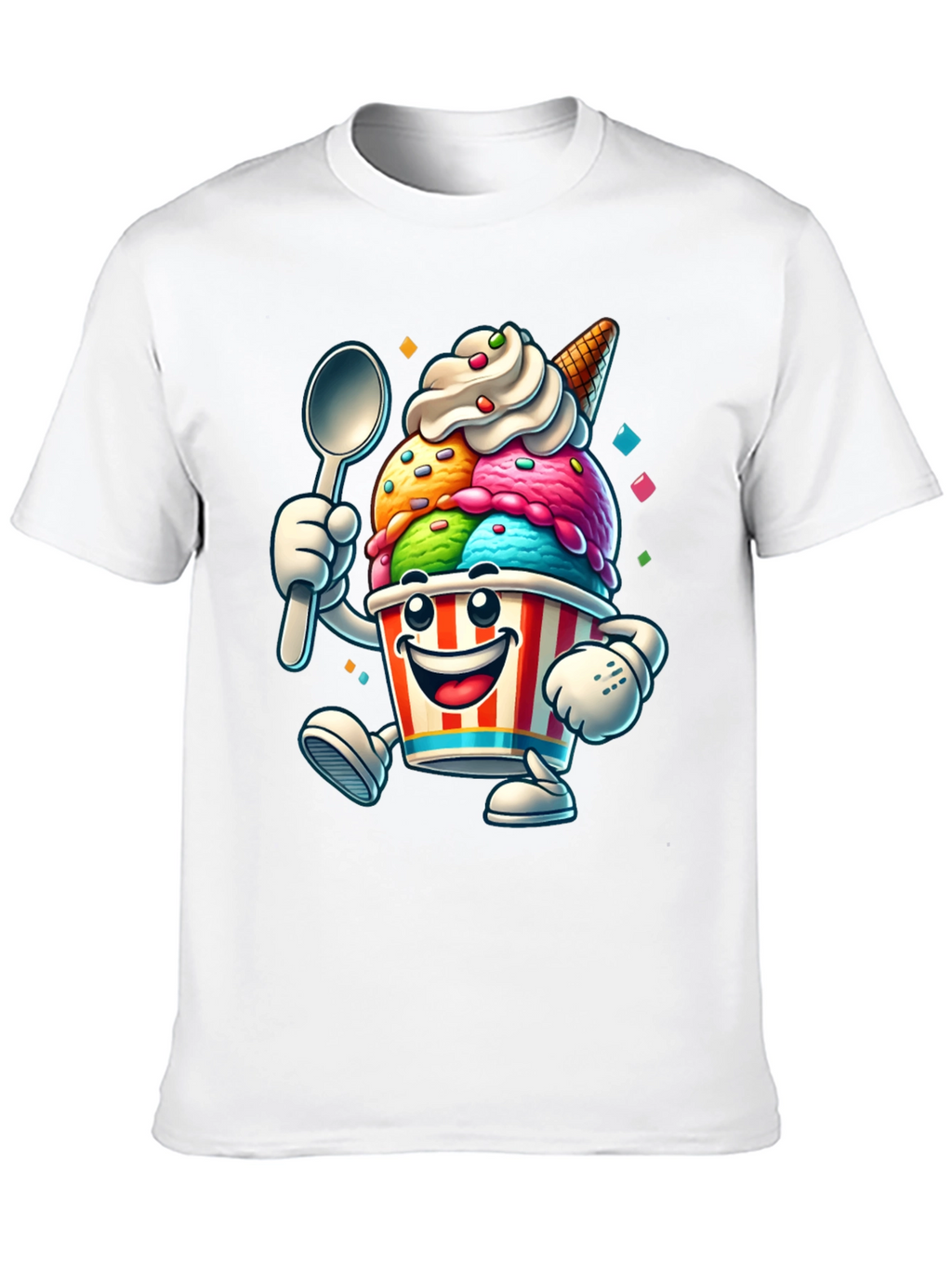 Cartoon Ice Cream Graphic Tee - Black