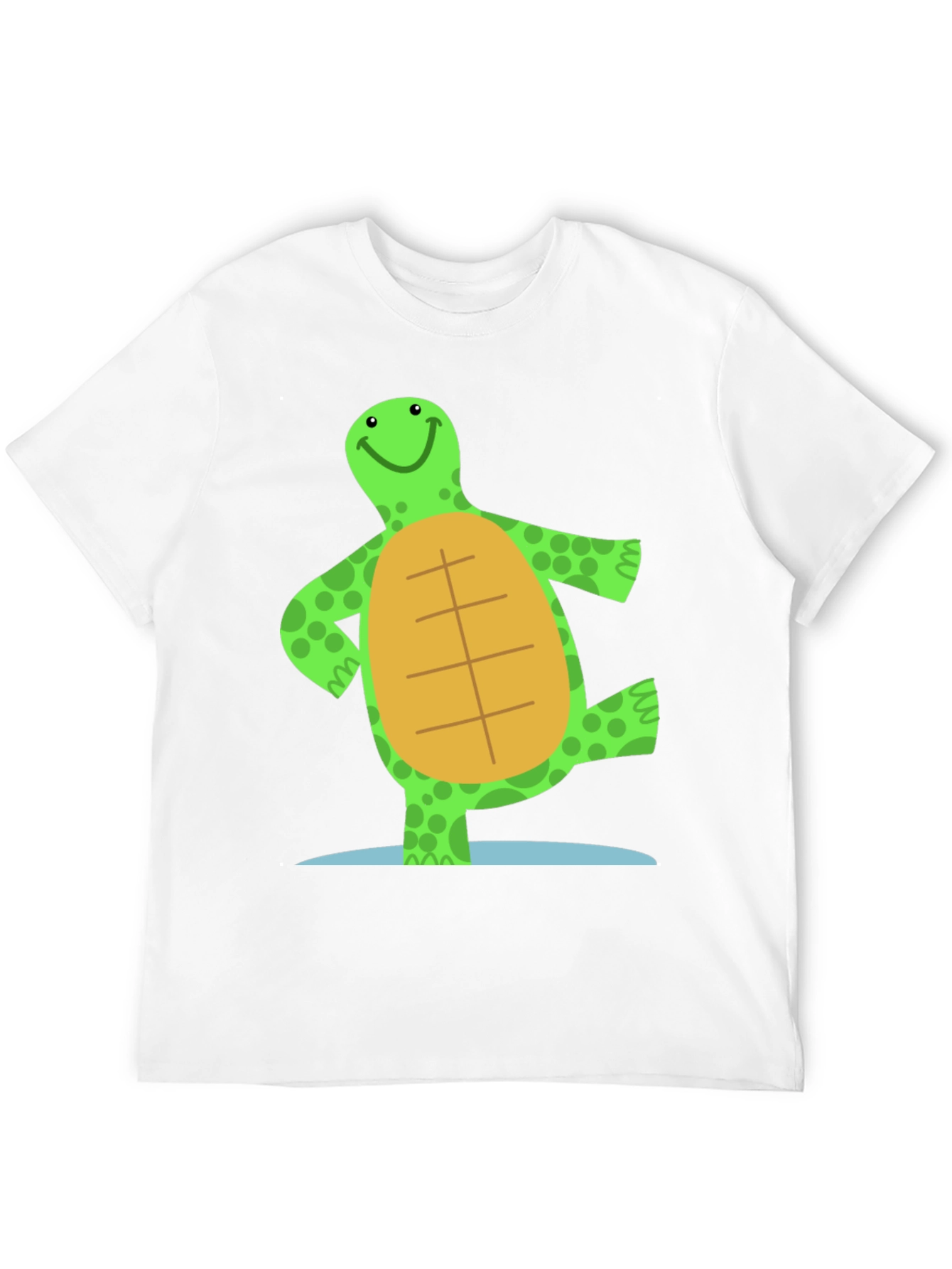 Cheerful Turtle Graphic Tee - Black Cotton Blend