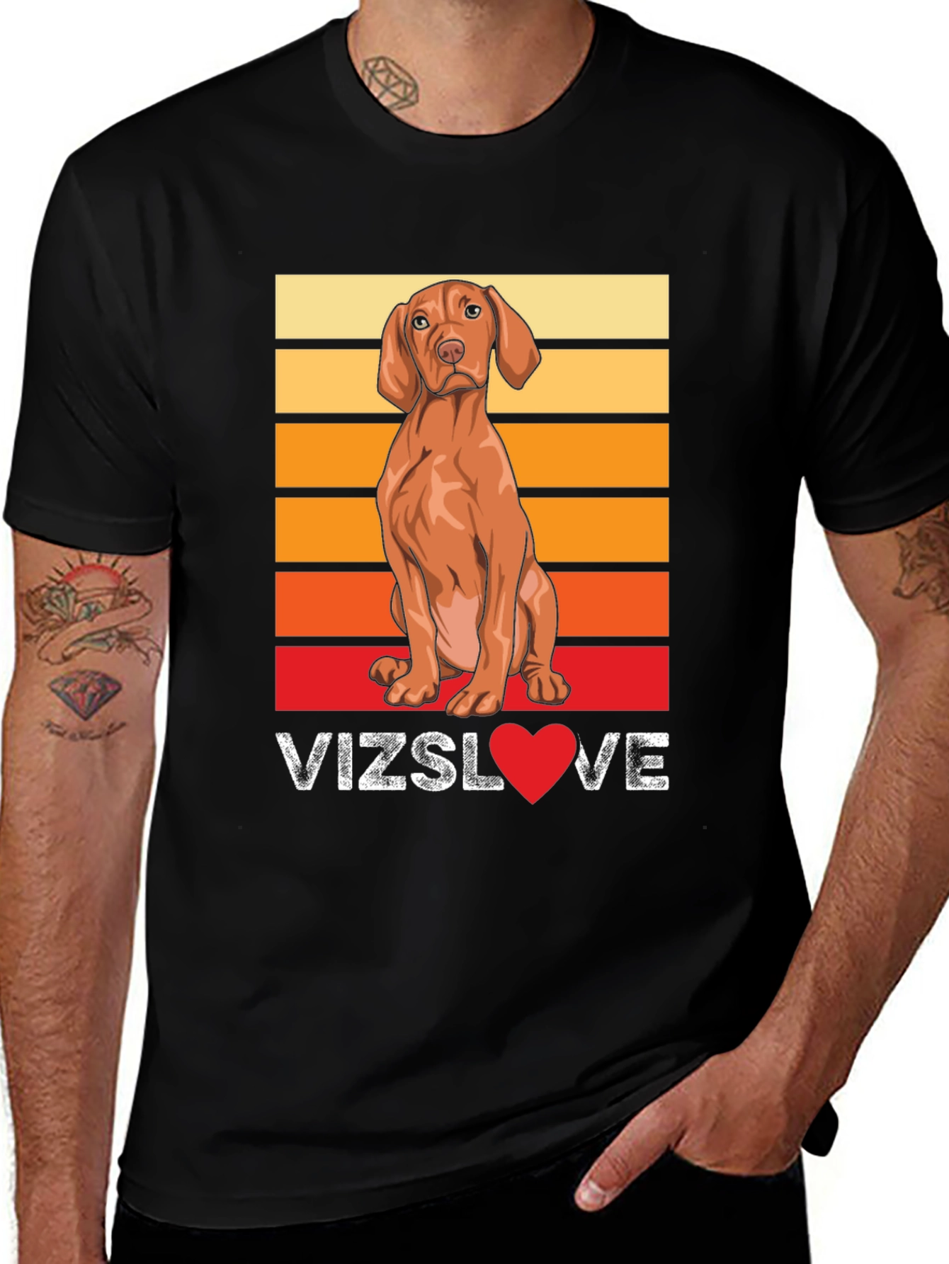 Vizsla Dog Love T-Shirt - Sunset Graphic Tee