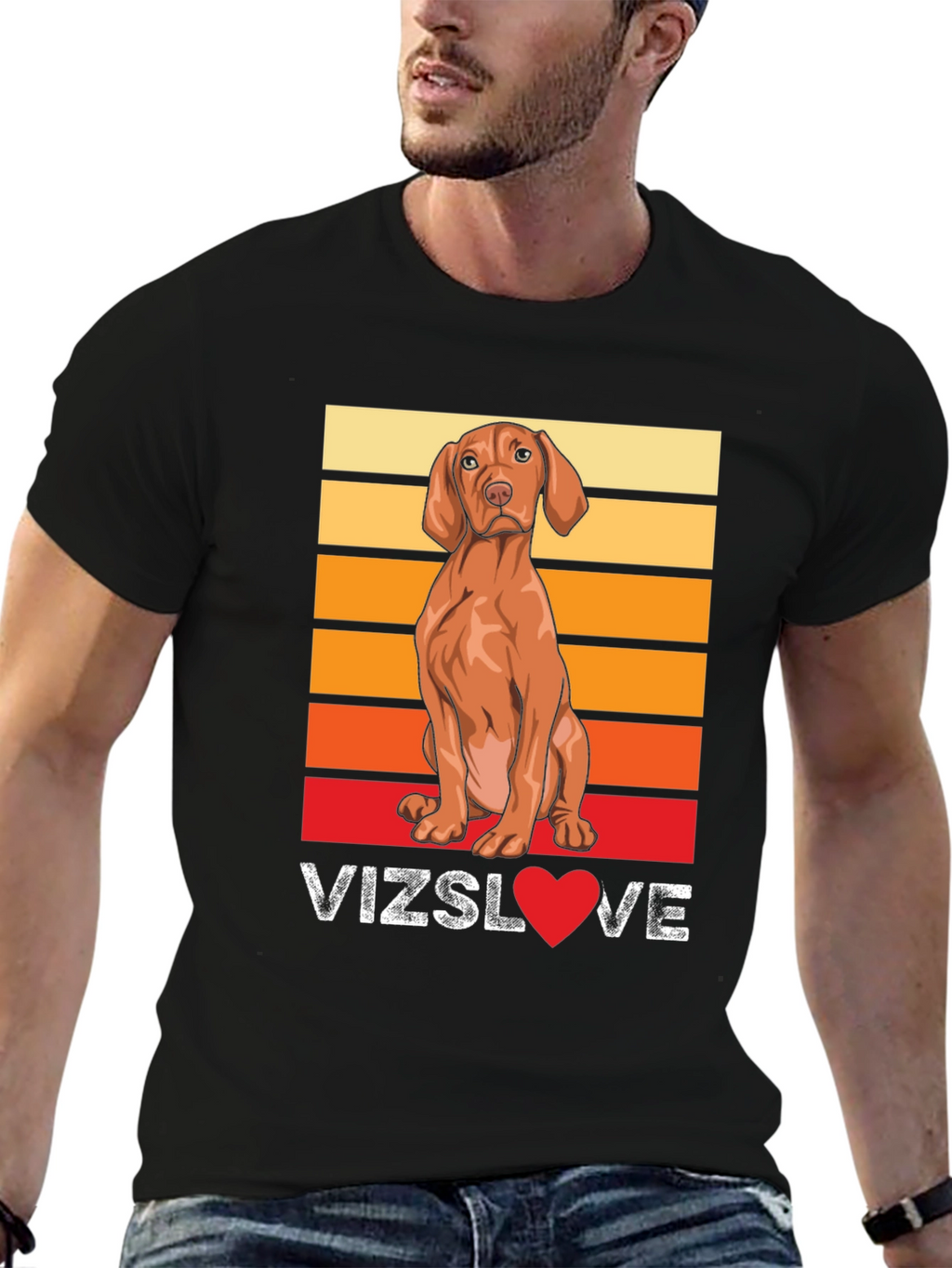 Vizsla Dog Love T-Shirt - Sunset Graphic Tee