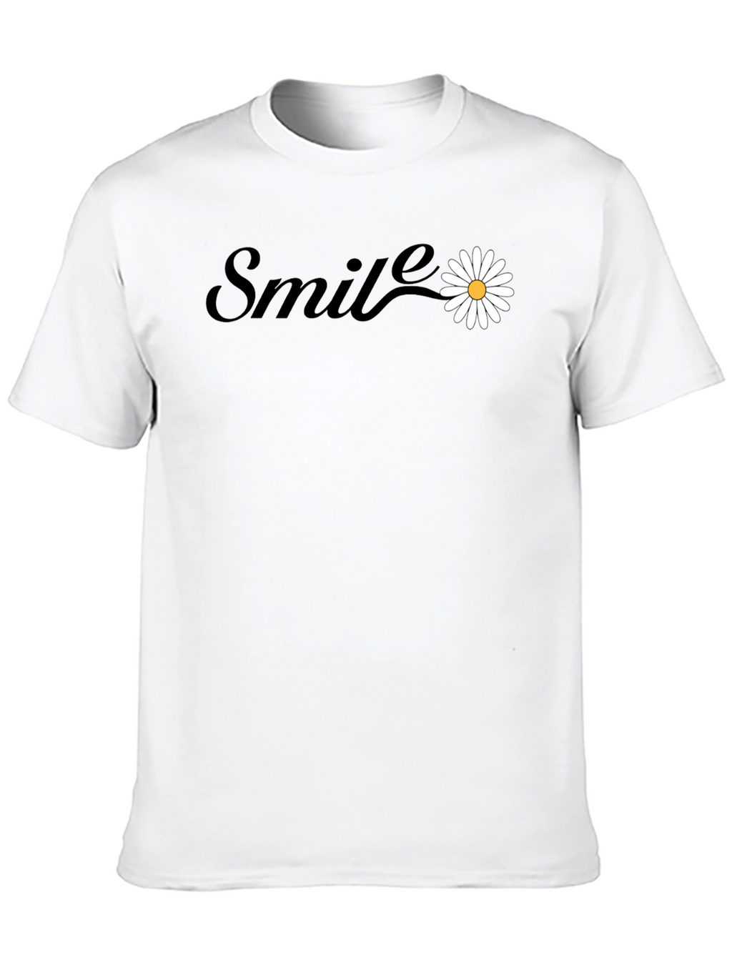 Smile Daisy Graphic Tee - Black Cotton Blend