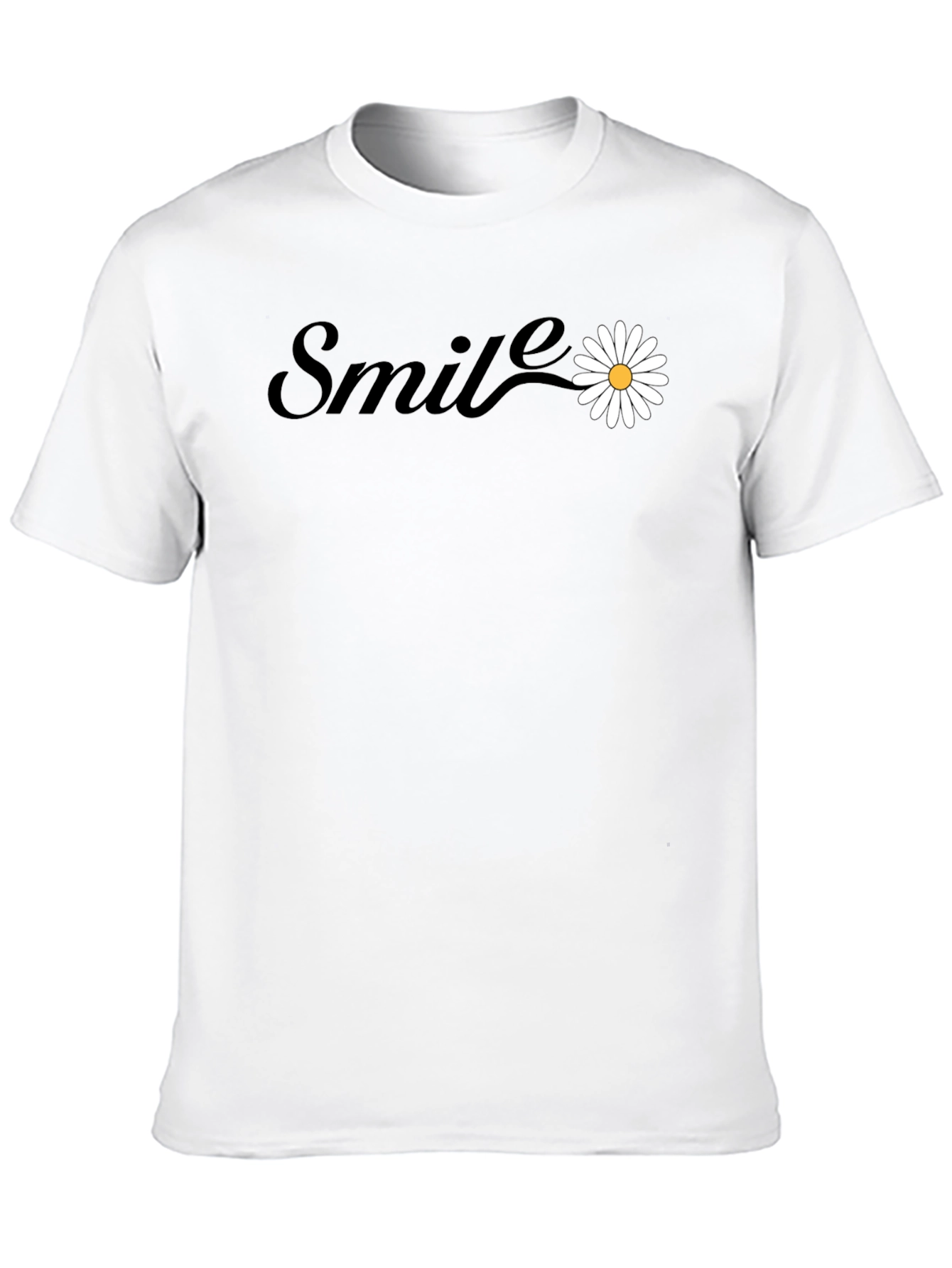 Smile Daisy Graphic Tee - Black Cotton Blend