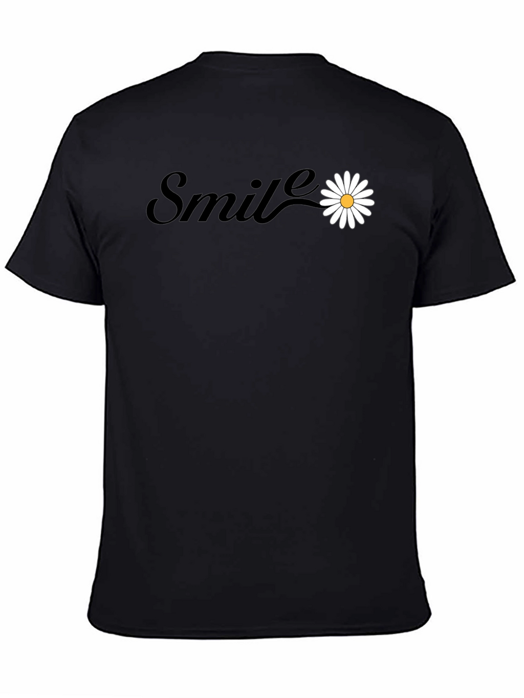 Smile Daisy Graphic Tee - Black Cotton Blend