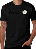 Smile Daisy Graphic Tee - Black Cotton Blend