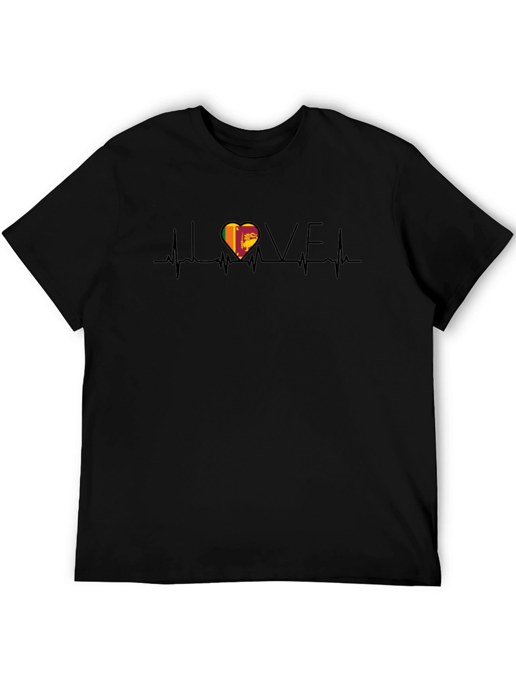 I Love Sri Lanka Heartbeat Black T-Shirt