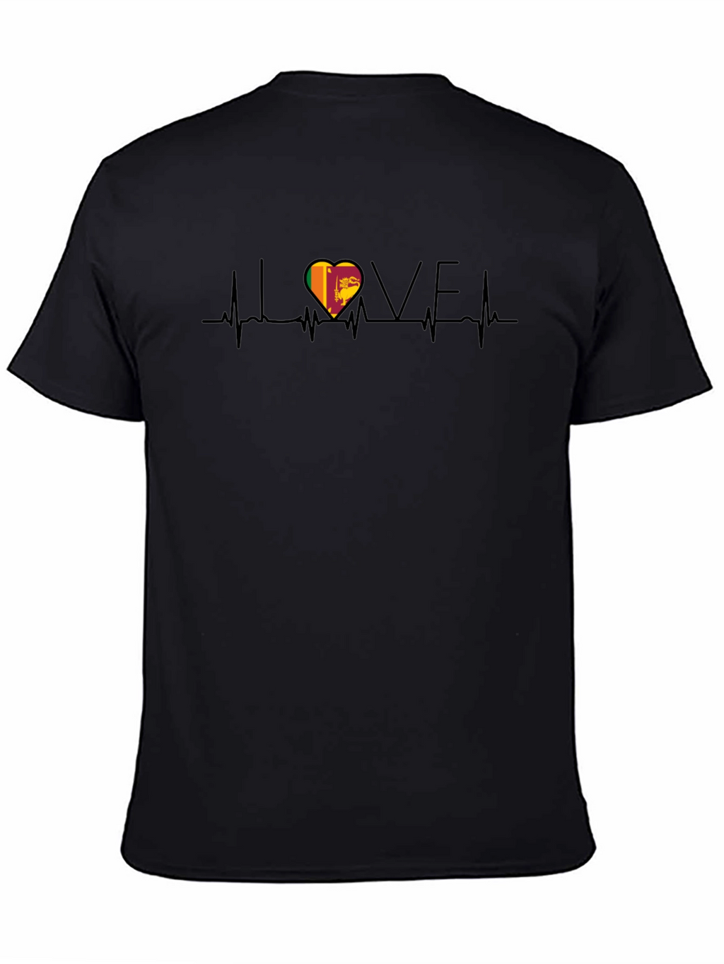 I Love Sri Lanka Heartbeat Black T-Shirt