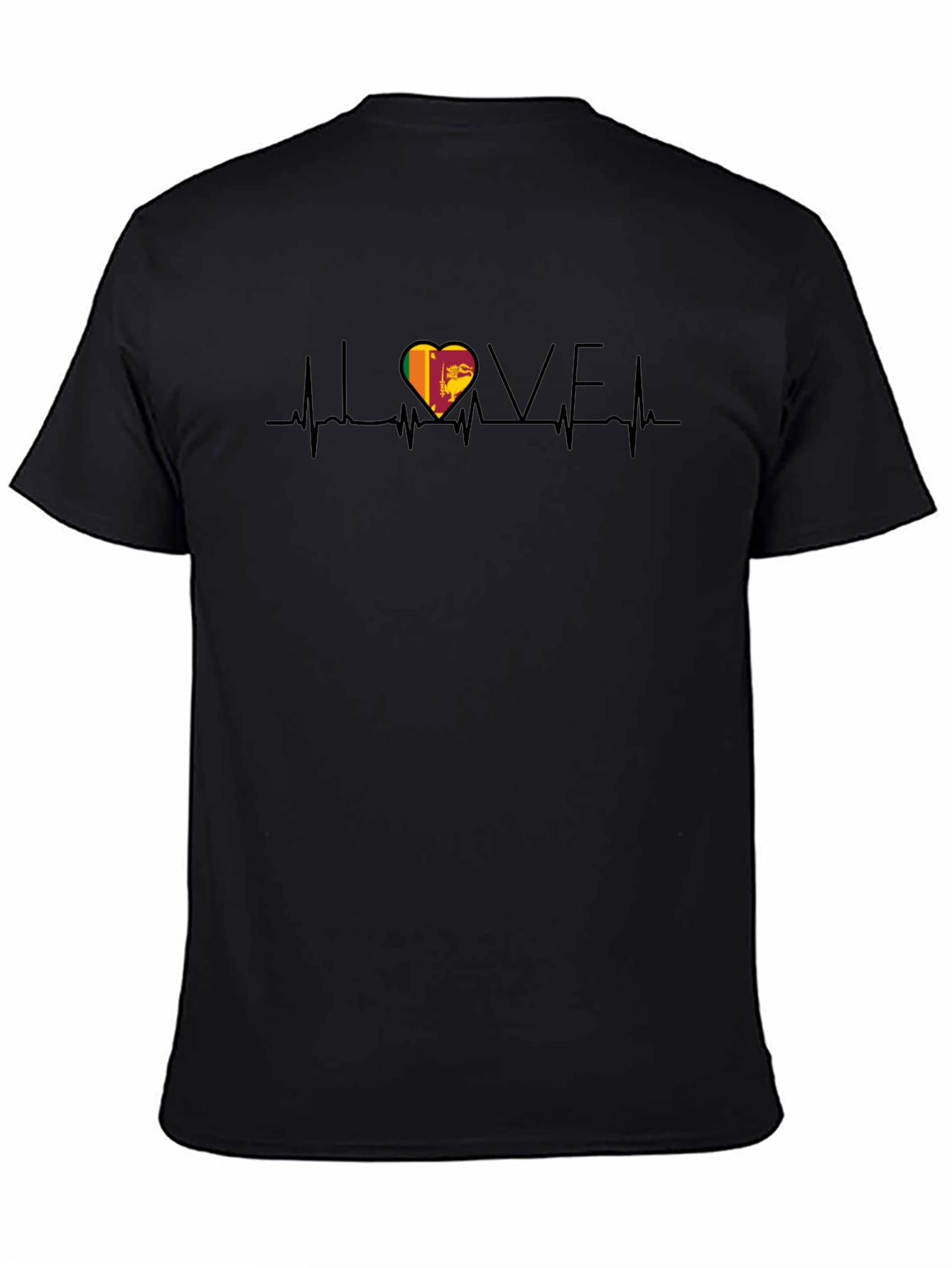 I Love Sri Lanka Heartbeat Black T-Shirt
