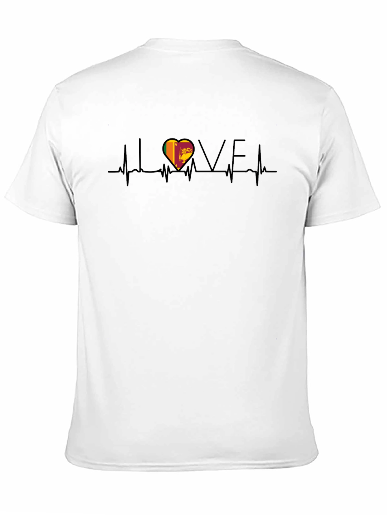 I Love Sri Lanka Heartbeat Black T-Shirt