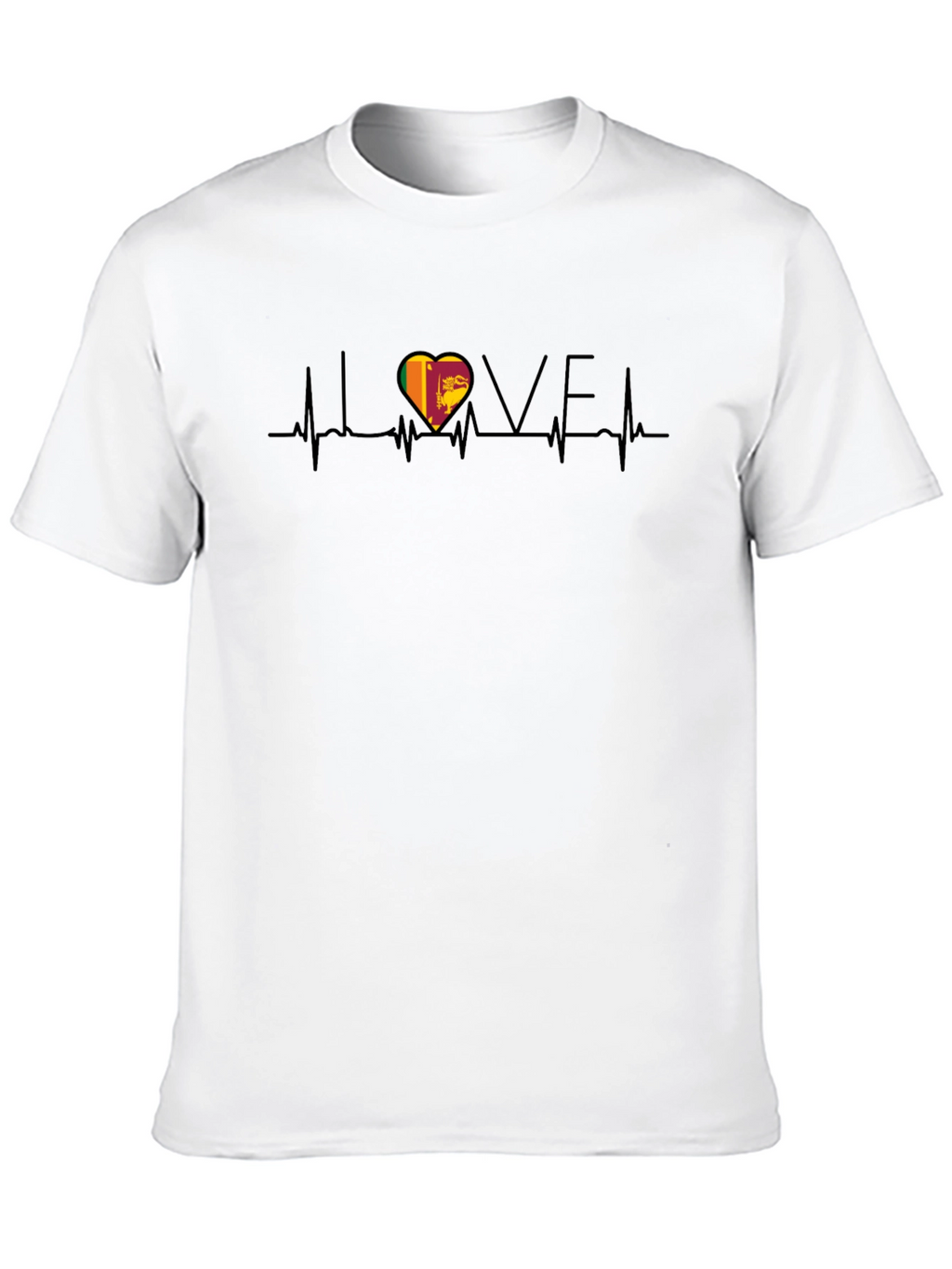 I Love Sri Lanka Heartbeat Black T-Shirt