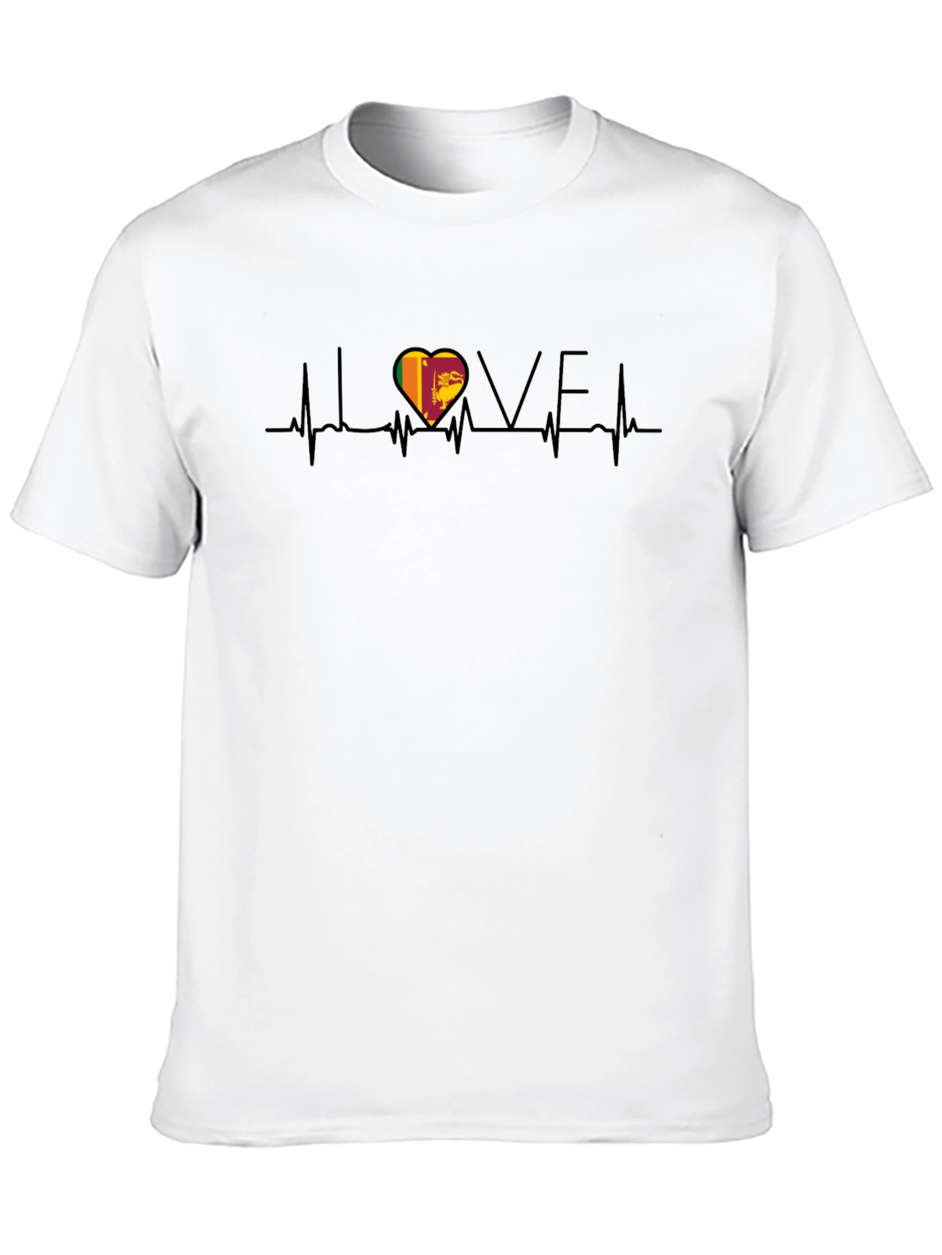 I Love Sri Lanka Heartbeat Black T-Shirt