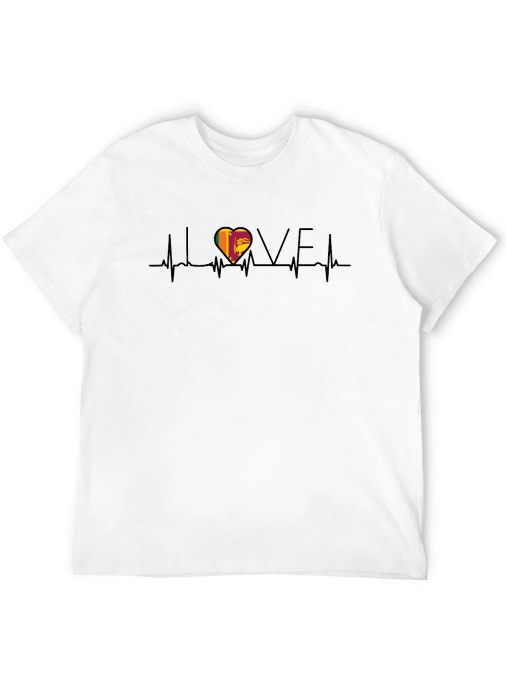 I Love Sri Lanka Heartbeat Black T-Shirt