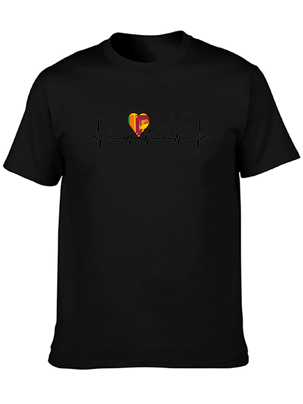 I Love Sri Lanka Heartbeat Black T-Shirt