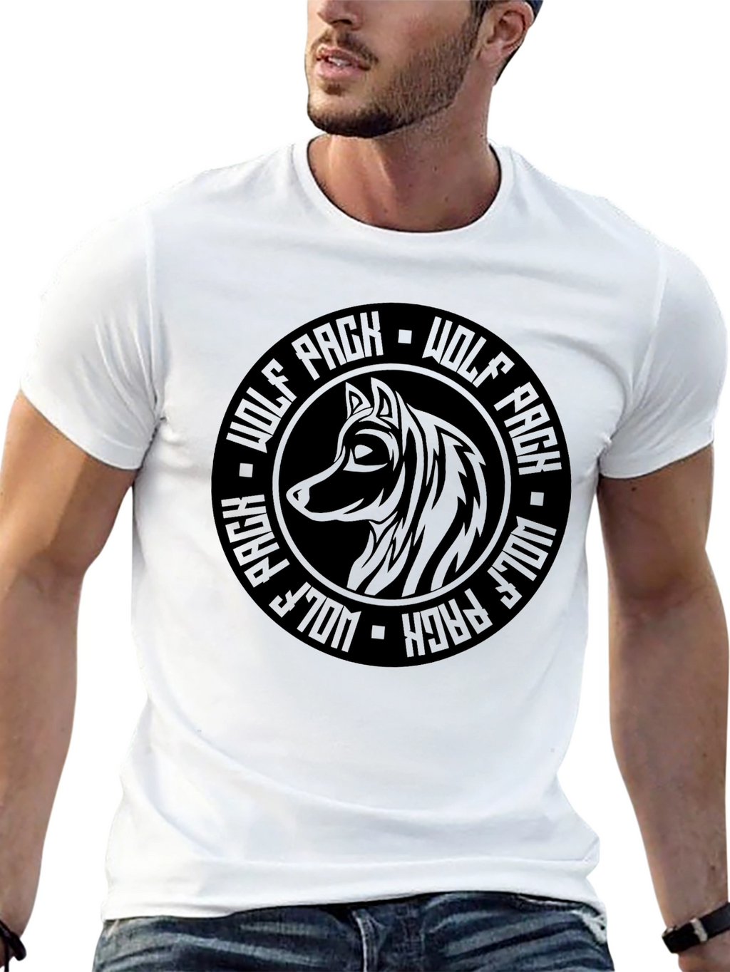 Wolf Pack Graphic T-Shirt - Stylish Black Tee