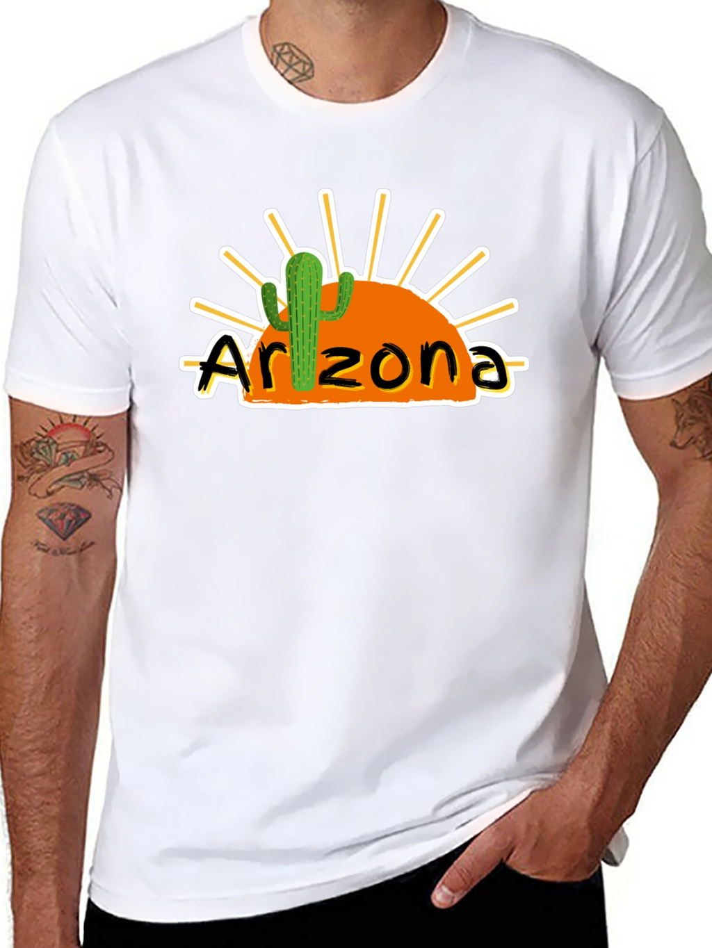 Arizona Sunset Cactus Black Graphic Tee