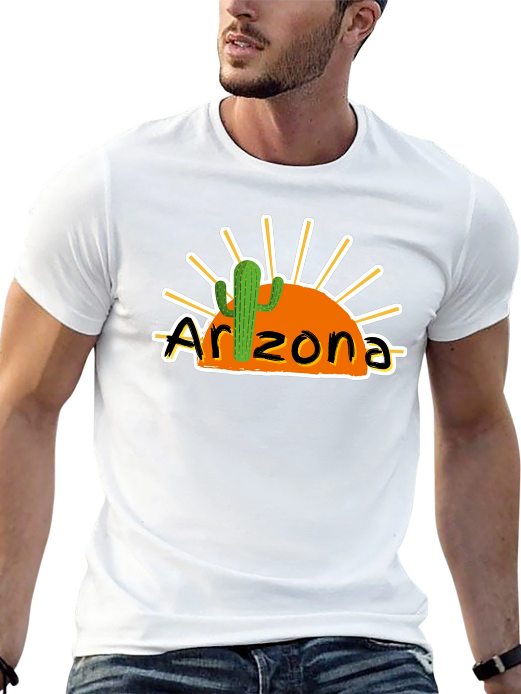 Arizona Sunset Cactus Black Graphic Tee