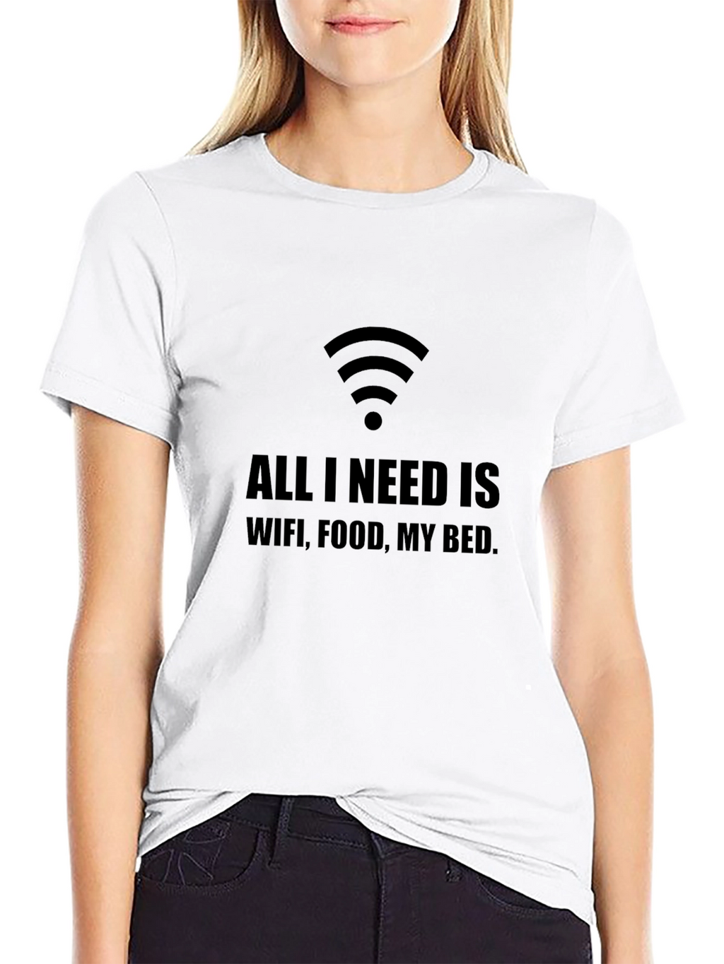 Funny WiFi Food Bed T-Shirt - Mens Black Tee