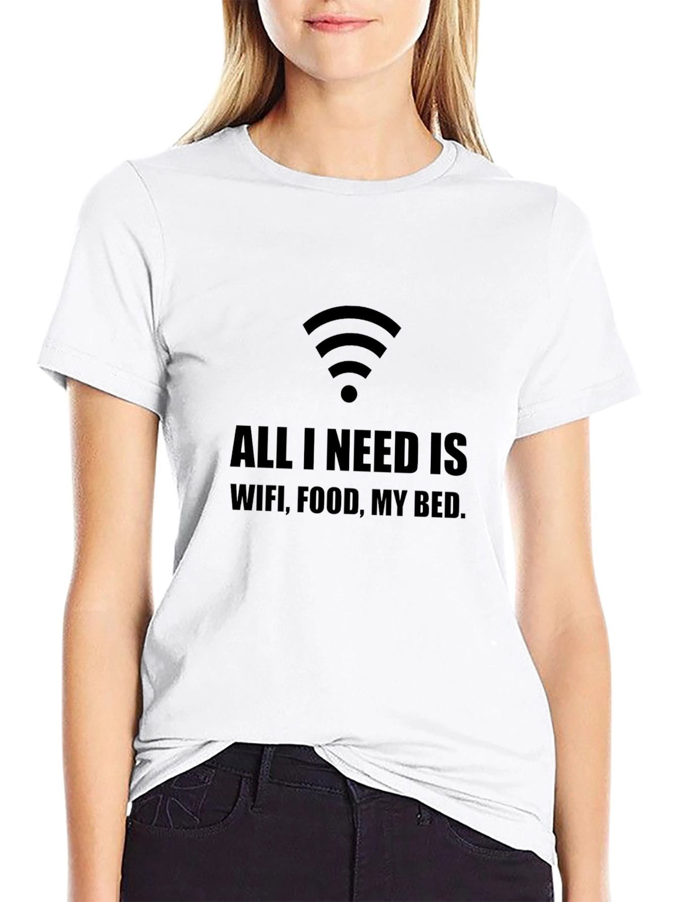 Funny WiFi Food Bed T-Shirt - Mens Black Tee