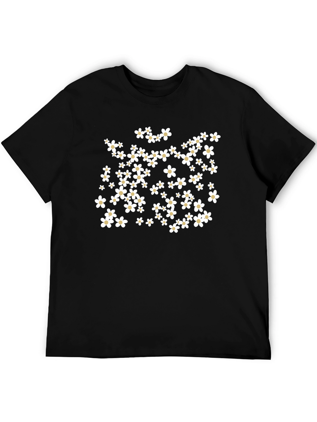 Floral Print Black T-Shirt - Casual Comfort