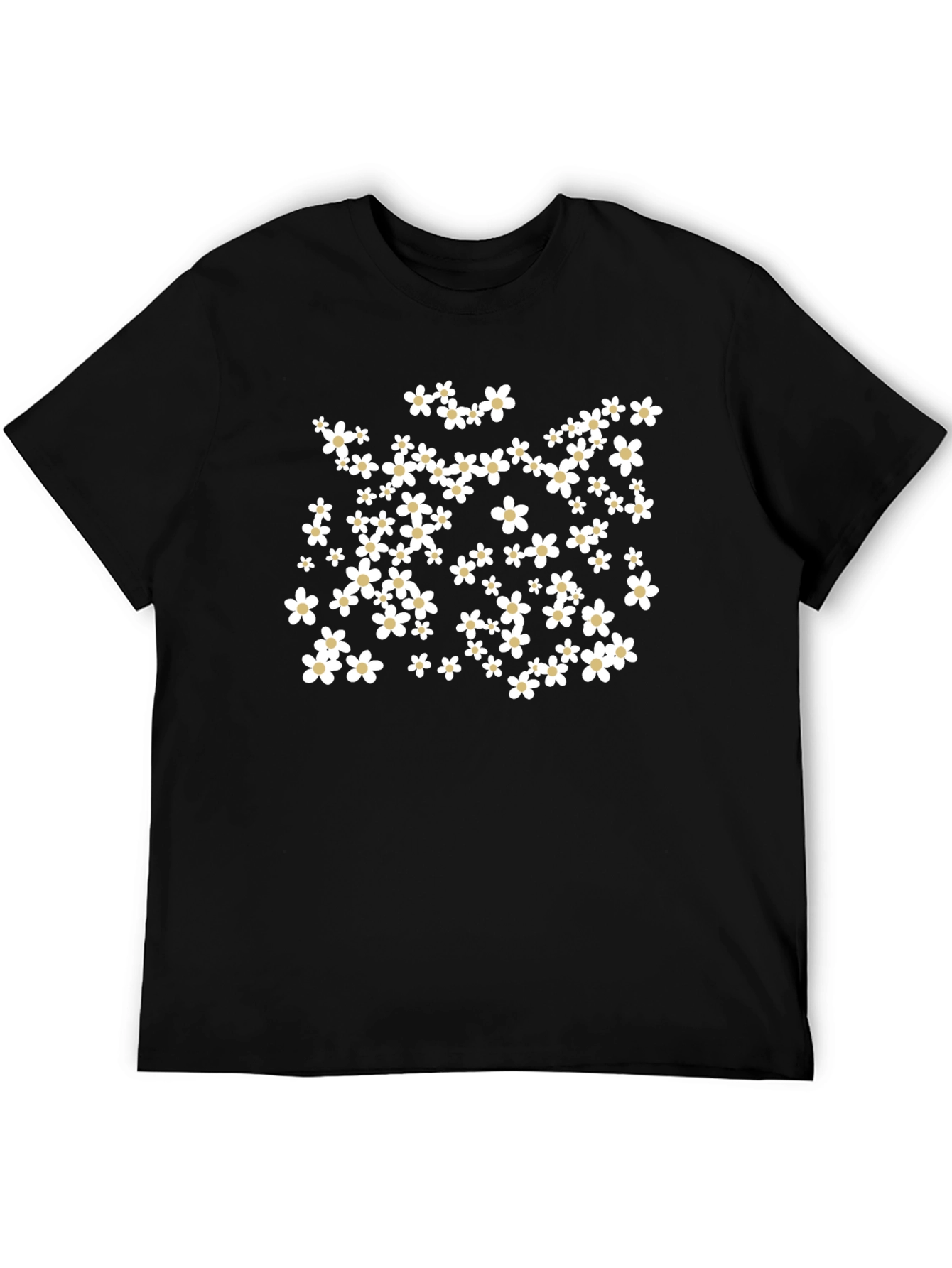 Floral Print Black T-Shirt - Casual Comfort