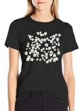 Floral Print Black T-Shirt - Casual Comfort