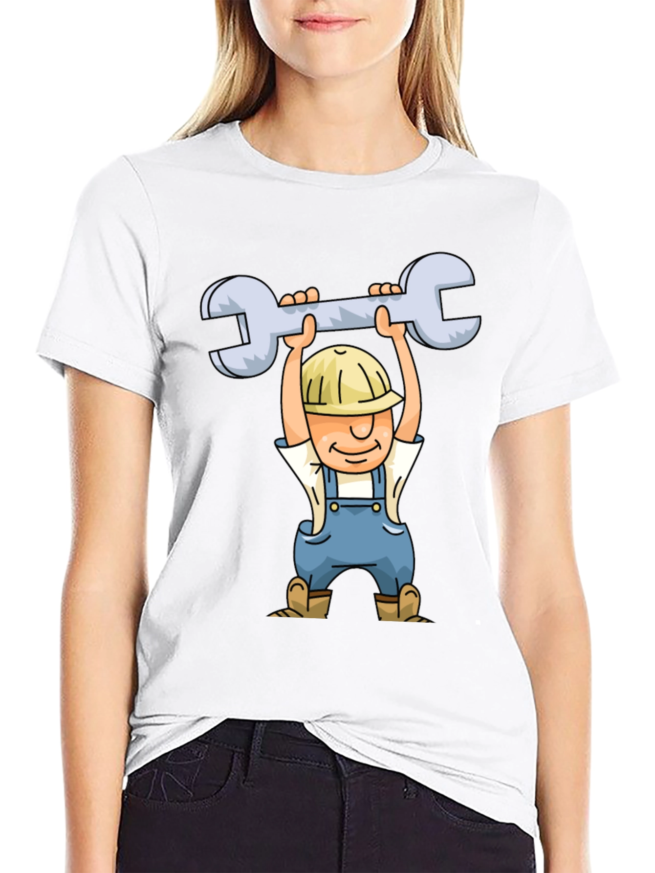 Cartoon Plumber T-Shirt - Black Crew Neck