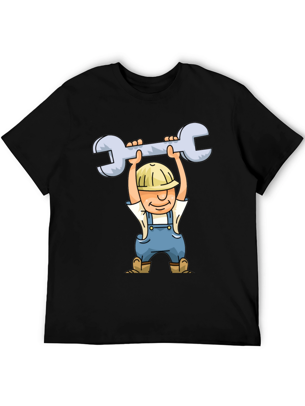 Cartoon Plumber T-Shirt - Black Crew Neck
