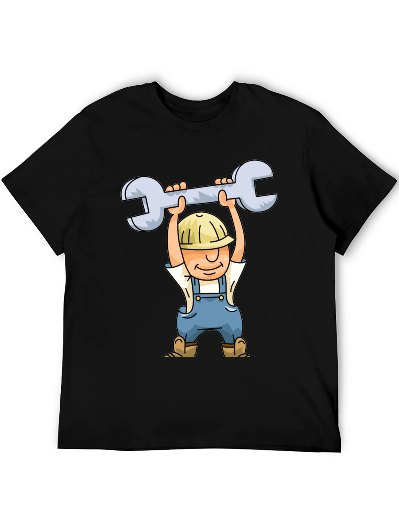 Cartoon Plumber T-Shirt - Black Crew Neck