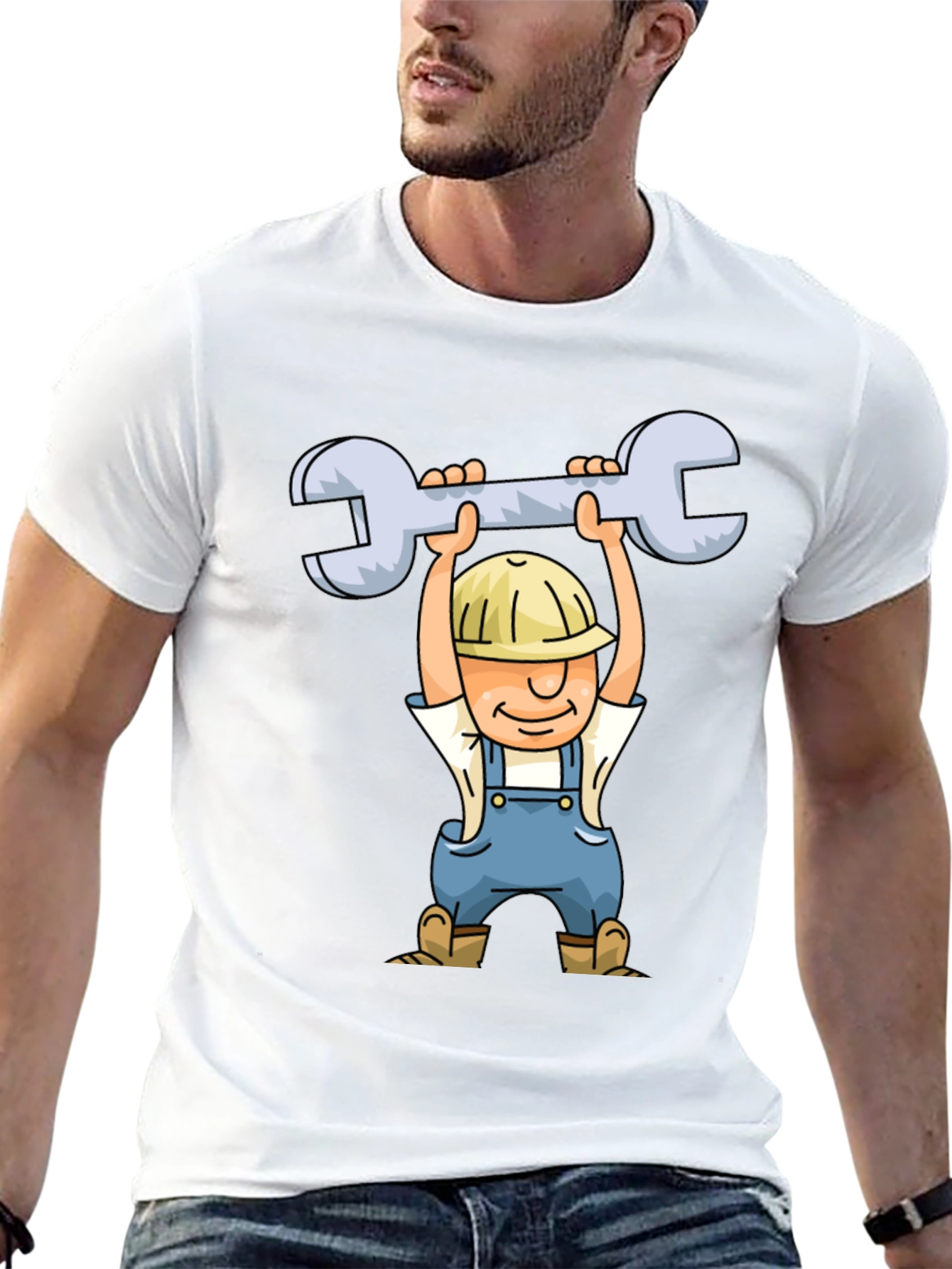 Cartoon Plumber T-Shirt - Black Crew Neck