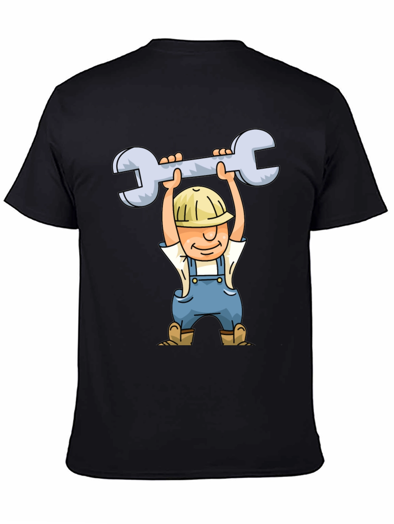 Cartoon Plumber T-Shirt - Black Crew Neck