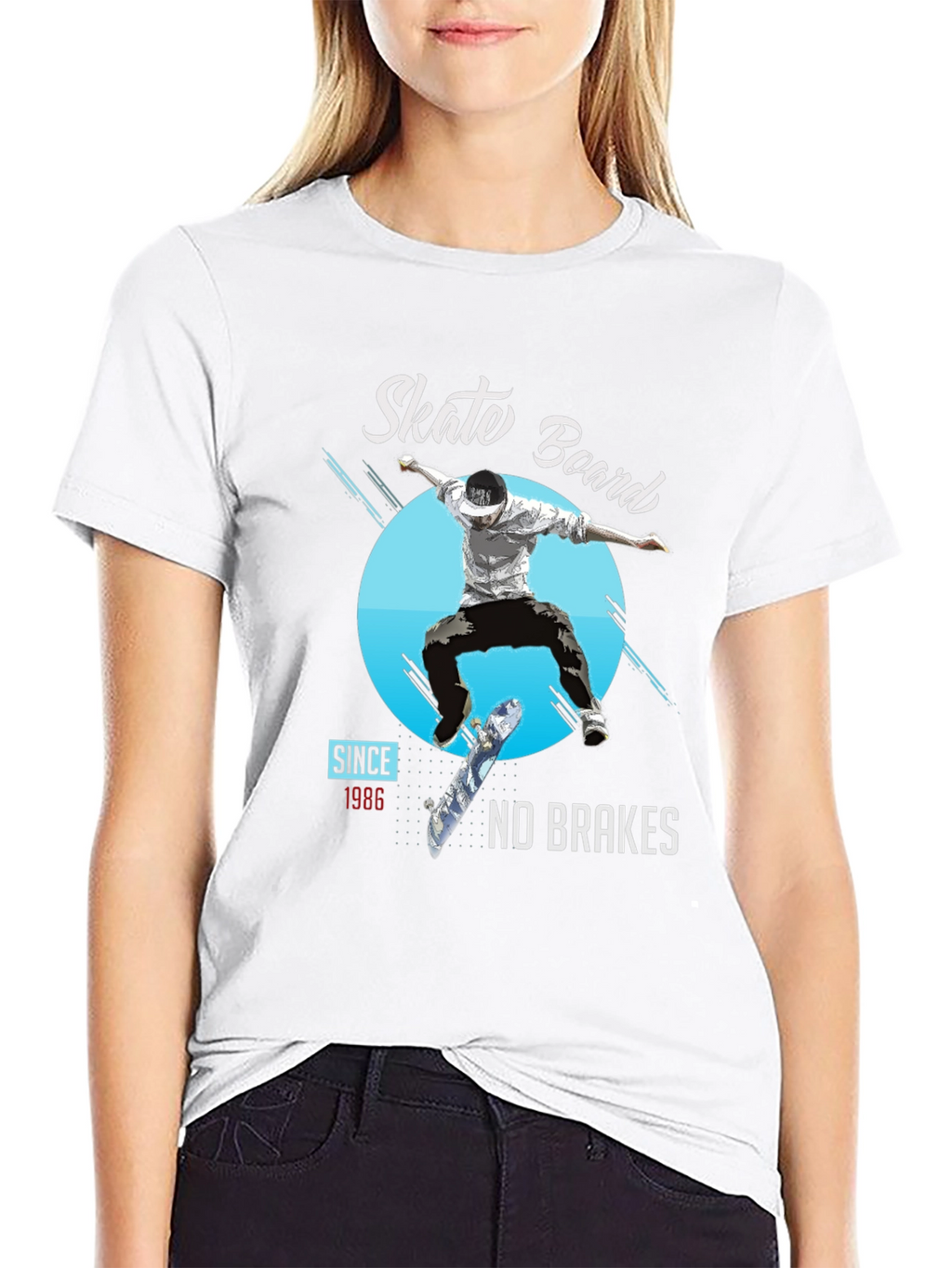 Skate Board No Brakes Graphic T-Shirt