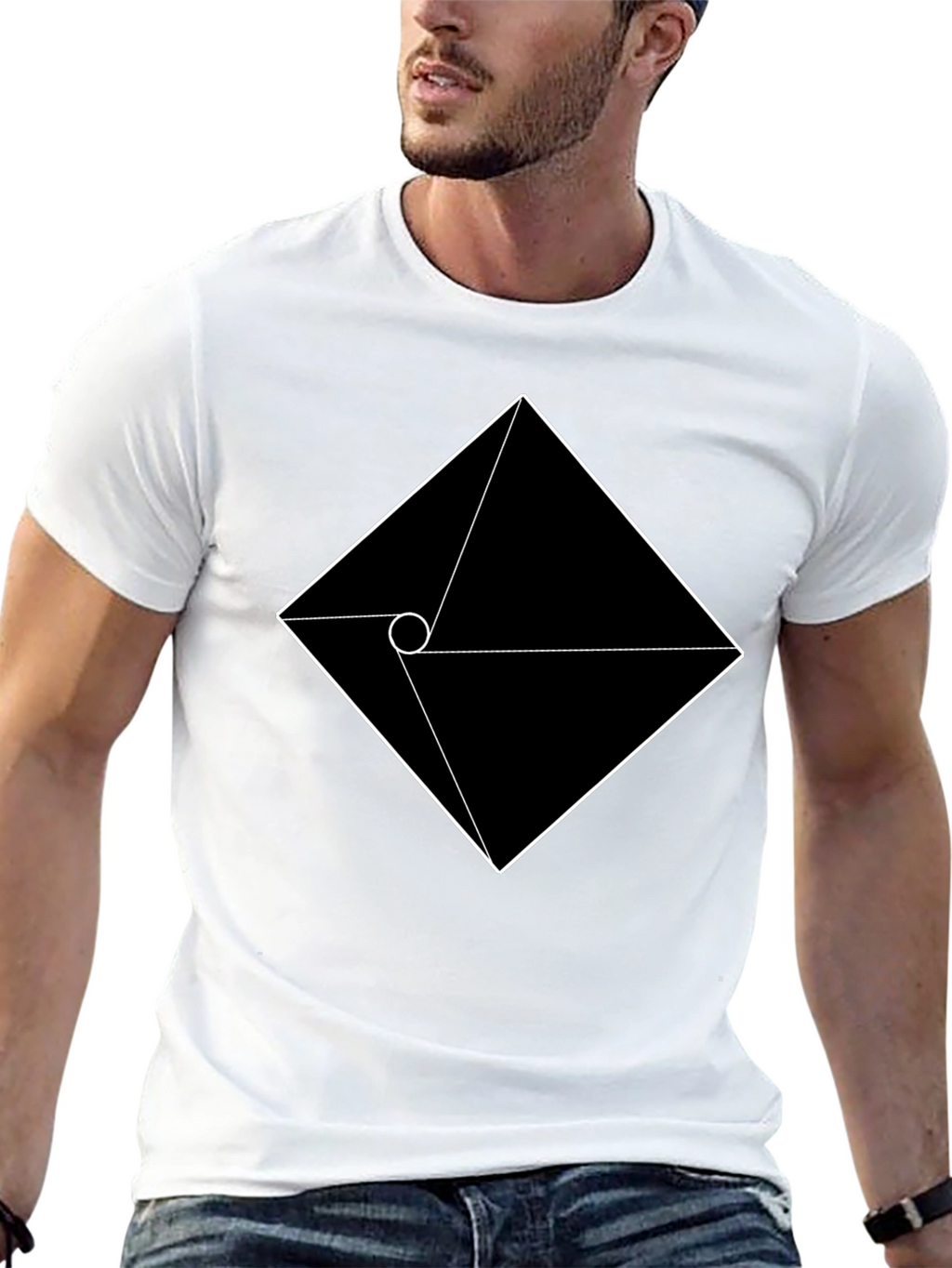 Geometric Graphic Tee - Modern Black T-Shirt